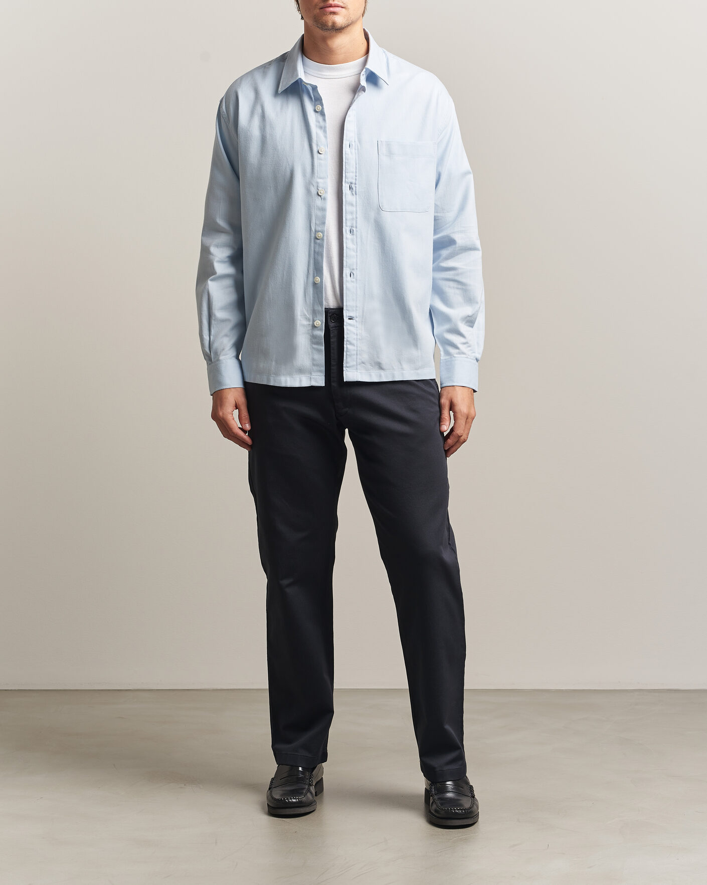 Hombres | Camisas | NN07 | Deon Brushed Light Flannel Shirt Sky Mist