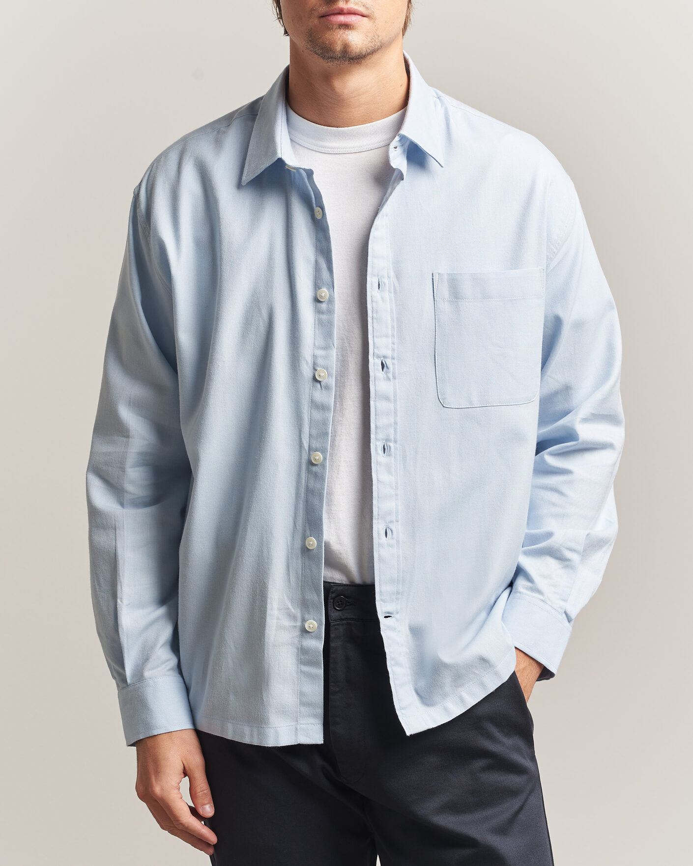 Hombres | Camisas | NN07 | Deon Brushed Light Flannel Shirt Sky Mist