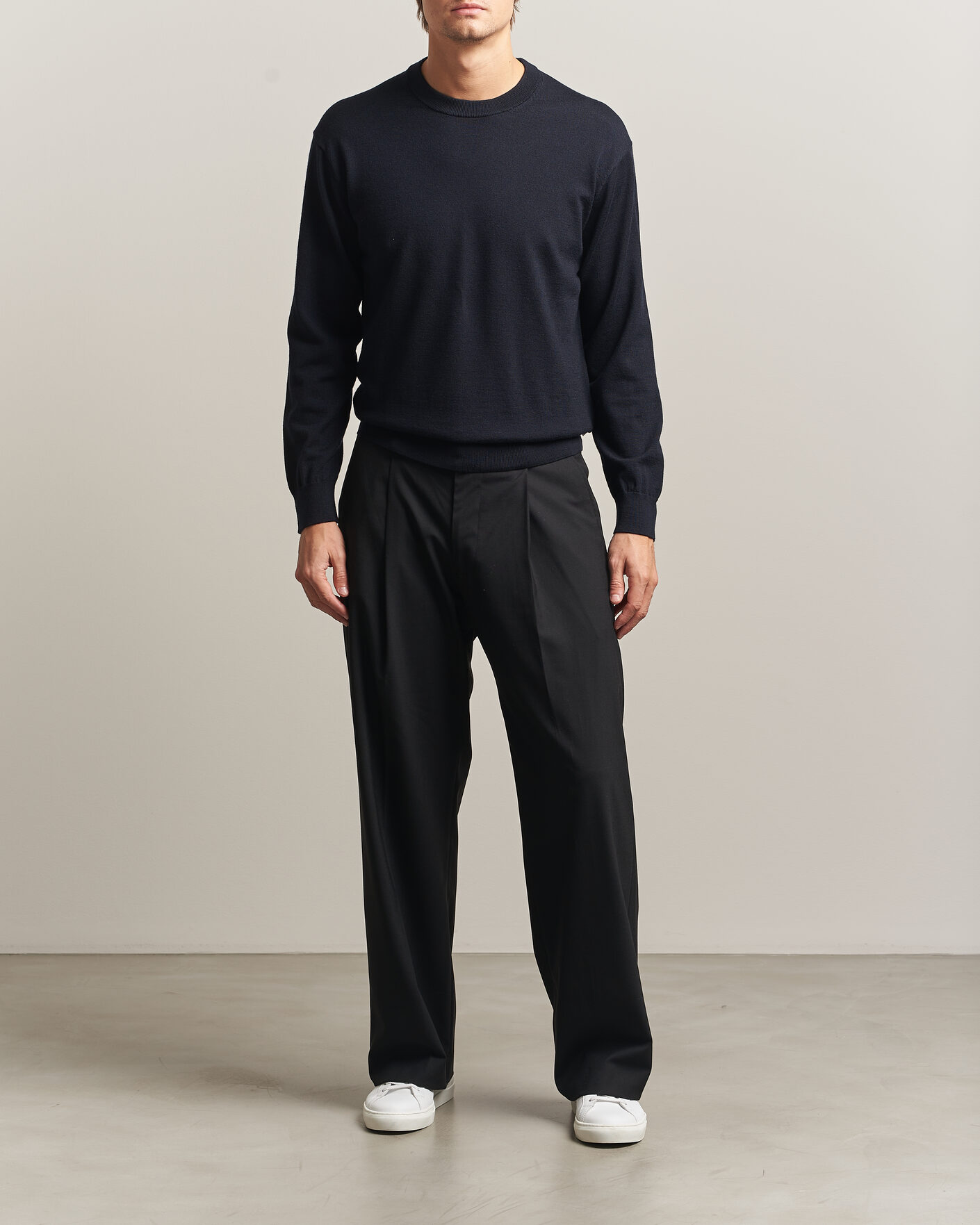 Hombres | Jerséis y prendas de punto | NN07 | Nate Wool Knitted Crew Neck Deep Navy