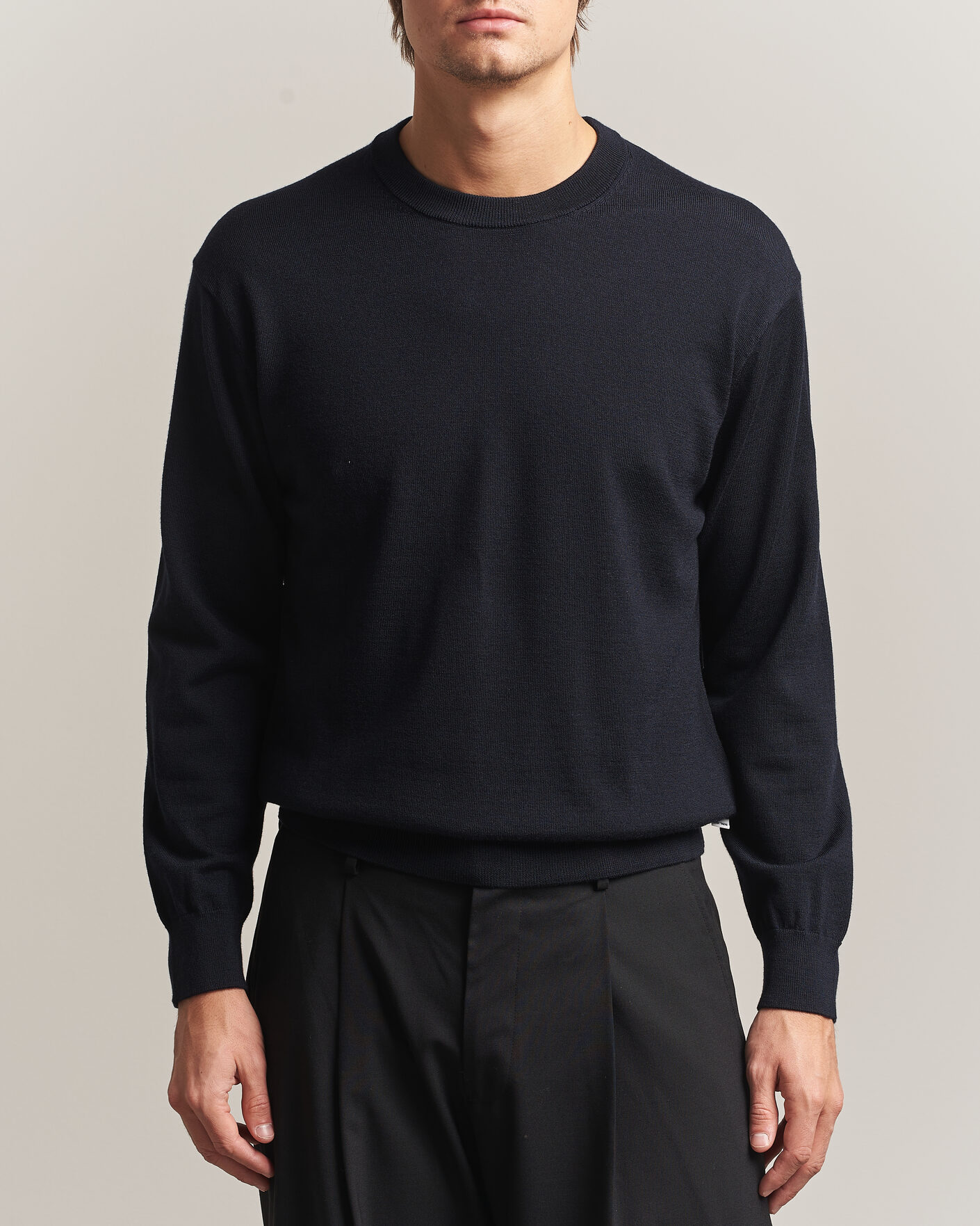 Hombres | Jerséis y prendas de punto | NN07 | Nate Wool Knitted Crew Neck Deep Navy