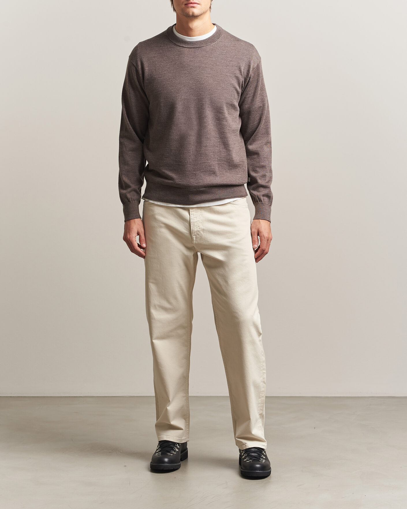 Hombres | Jerséis y prendas de punto | NN07 | Nate Wool Knitted Crew Neck Mable Husk
