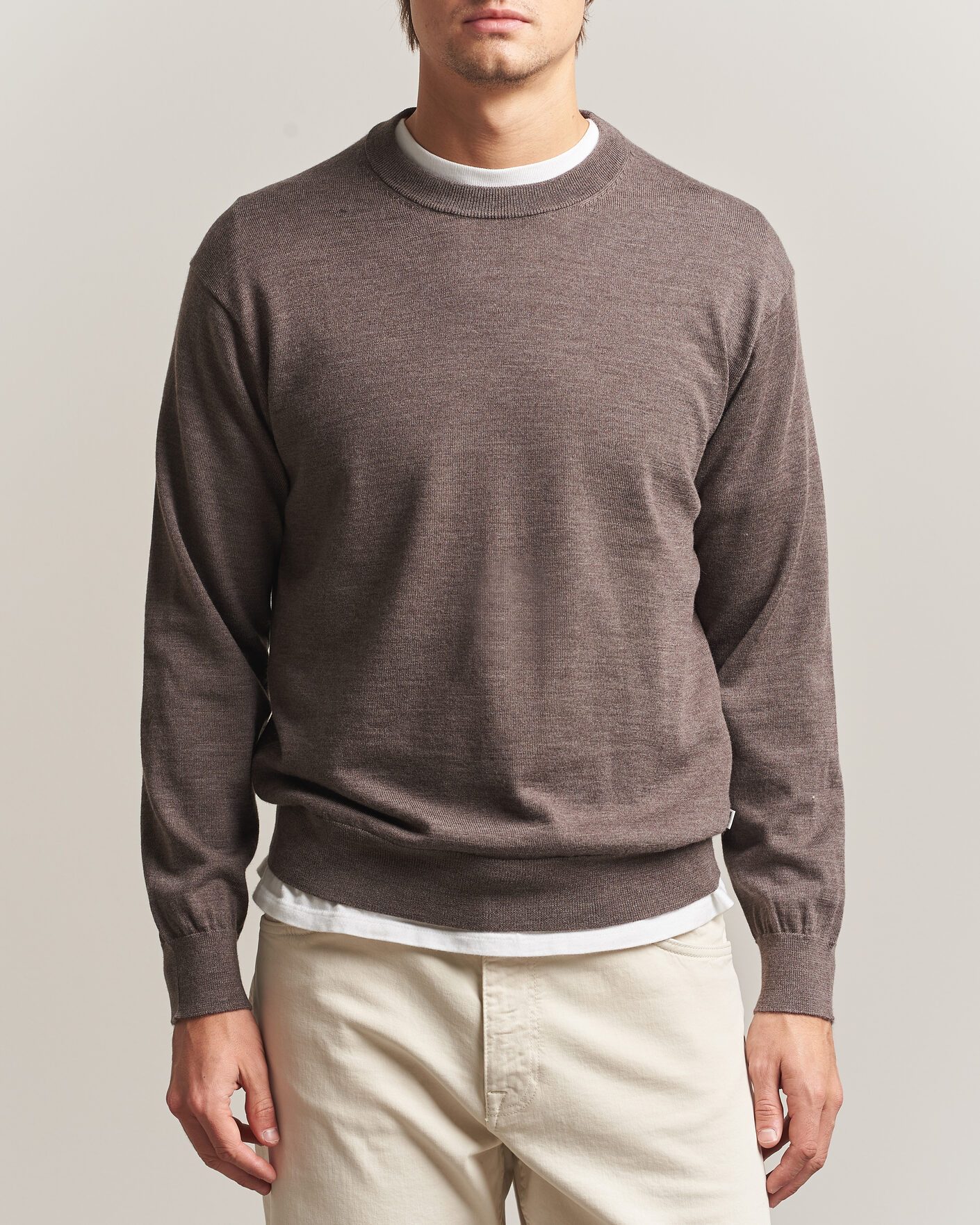 Hombres | Jerséis y prendas de punto | NN07 | Nate Wool Knitted Crew Neck Mable Husk