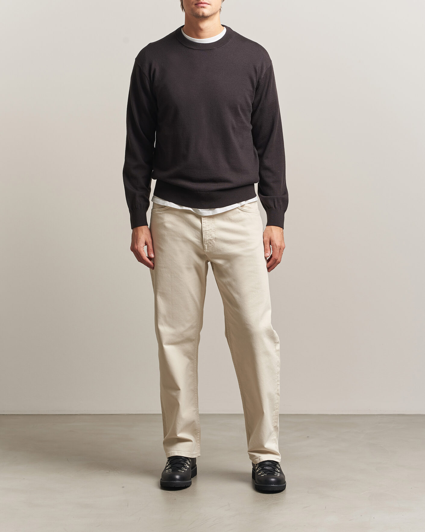 Hombres | Jerséis y prendas de punto | NN07 | Nate Wool Knitted Crew Neck Deep Truffle