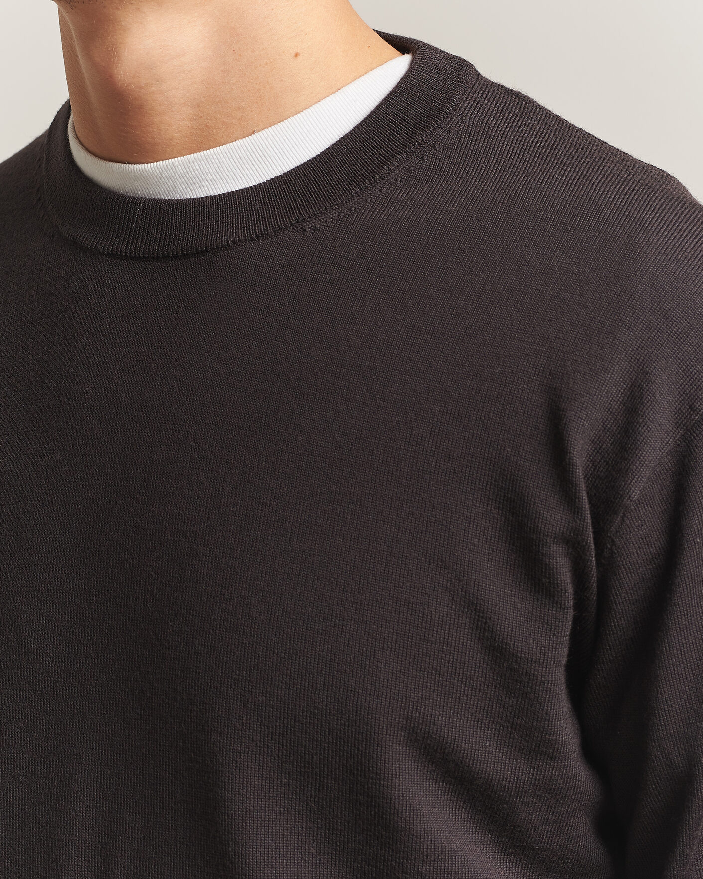 Hombres | Jerséis y prendas de punto | NN07 | Nate Wool Knitted Crew Neck Deep Truffle