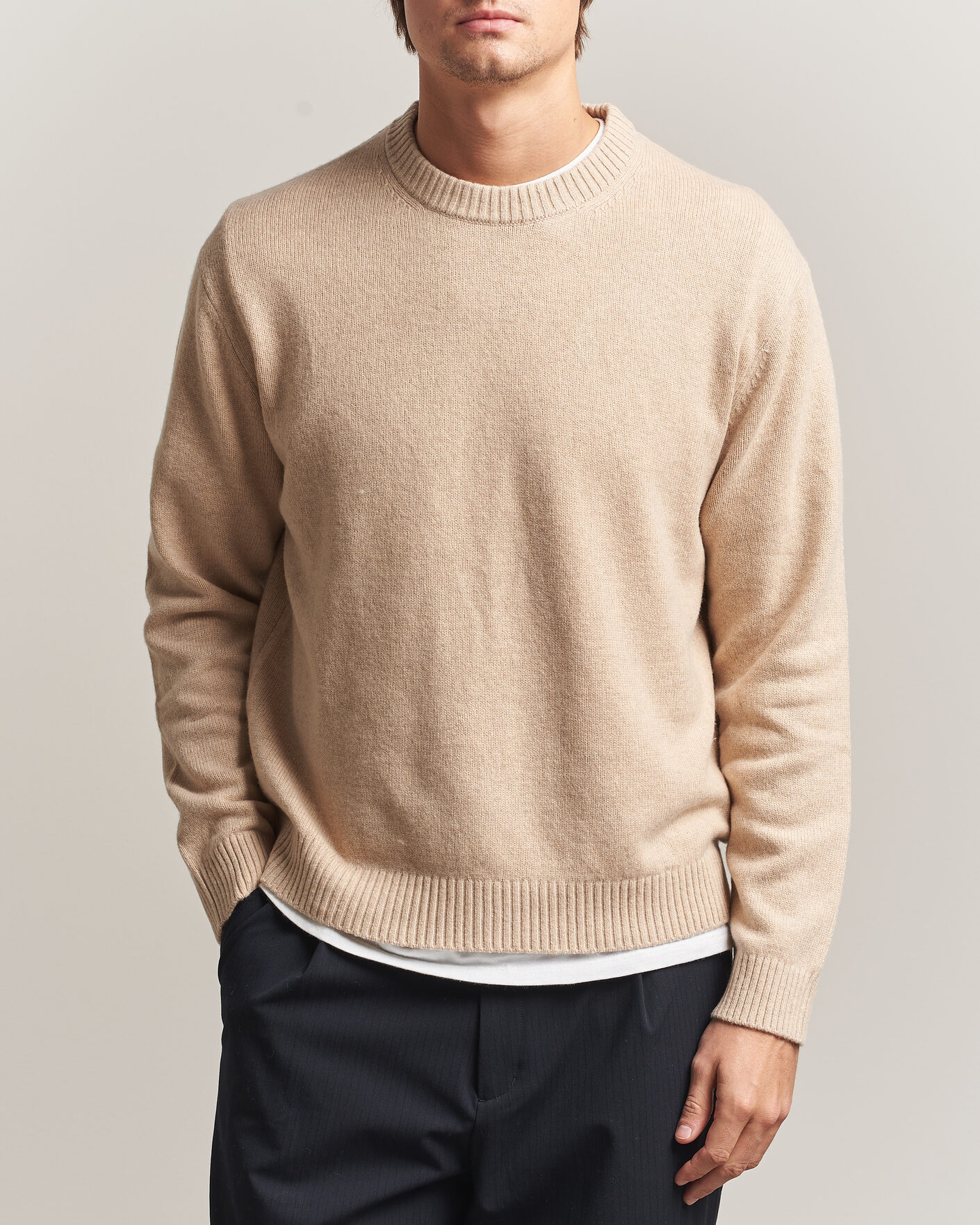 Hombres | Jerséis y prendas de punto | NN07 | Russel Wool/Cotton Knitted Sweater Ecru