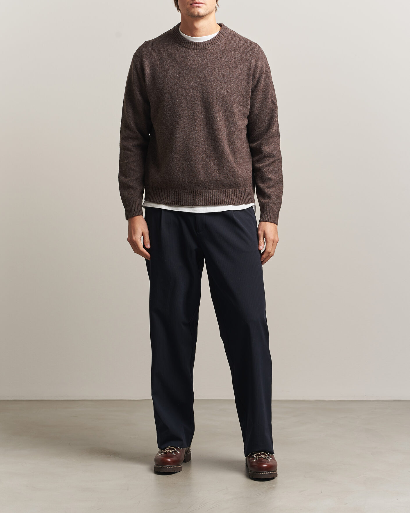 Hombres | Jerséis y prendas de punto | NN07 | Russel Wool/Cotton Knitted Sweater Mable Husk