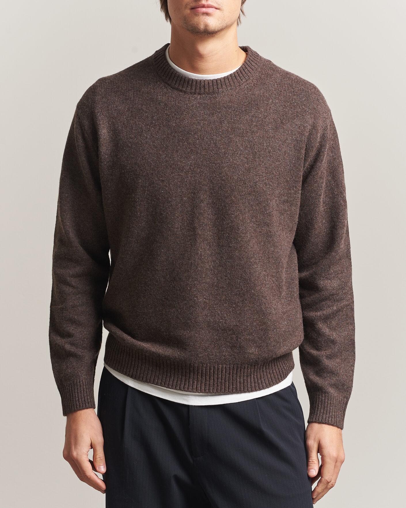 Hombres | Jerséis y prendas de punto | NN07 | Russel Wool/Cotton Knitted Sweater Mable Husk