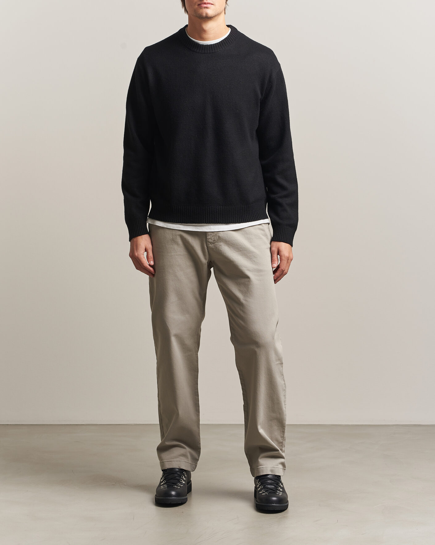 Hombres | Jerséis y prendas de punto | NN07 | Russel Wool/Cotton Knitted Sweater Black