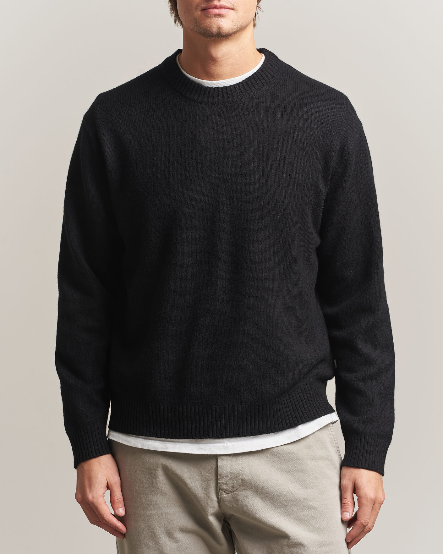 Hombres | Jerséis y prendas de punto | NN07 | Russel Wool/Cotton Knitted Sweater Black