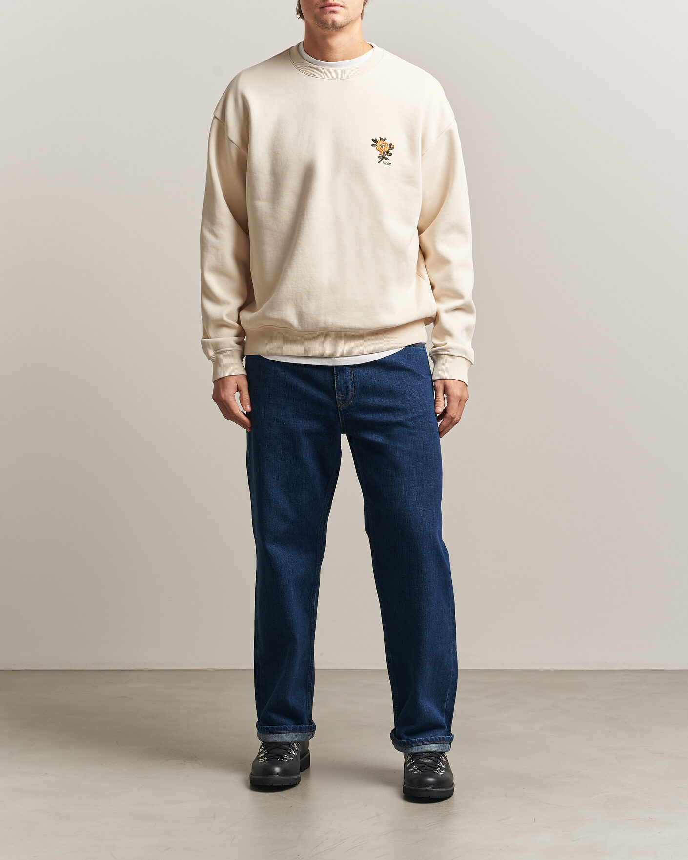 Hombres | Jerséis y prendas de punto | NN07 | David Embroidered Sweatshirt Ivory