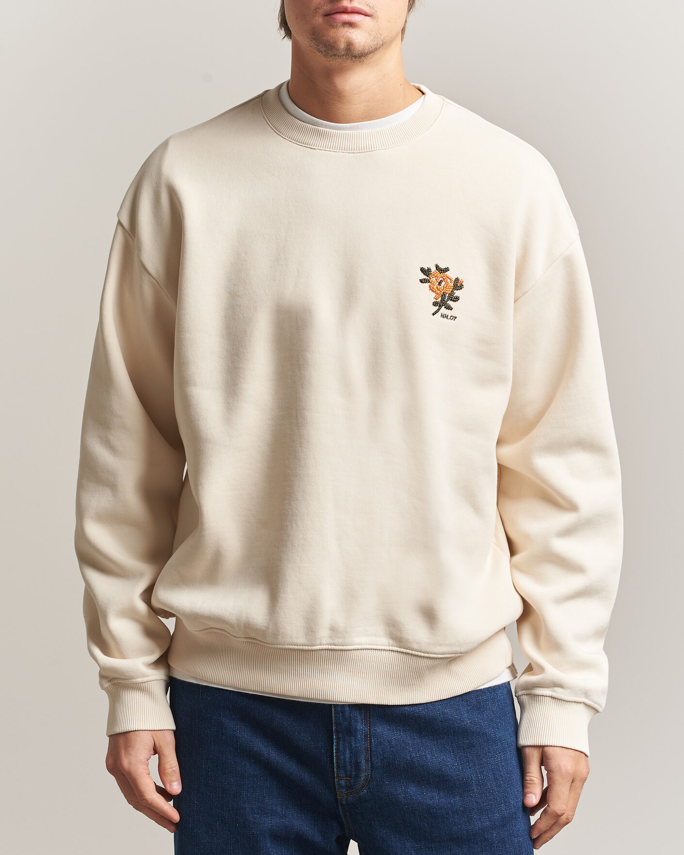 Hombres | Jerséis y prendas de punto | NN07 | David Embroidered Sweatshirt Ivory
