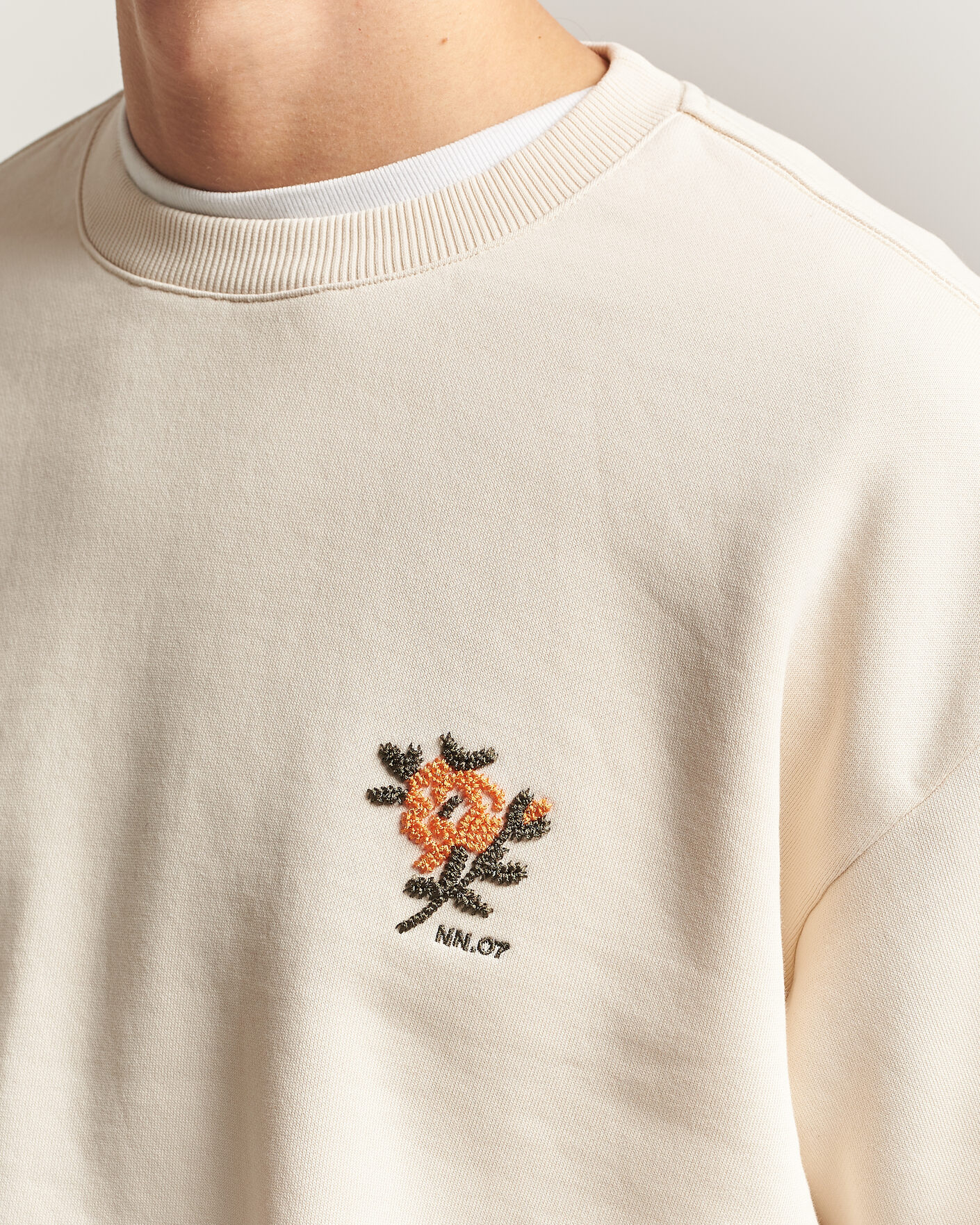 Hombres | Jerséis y prendas de punto | NN07 | David Embroidered Sweatshirt Ivory