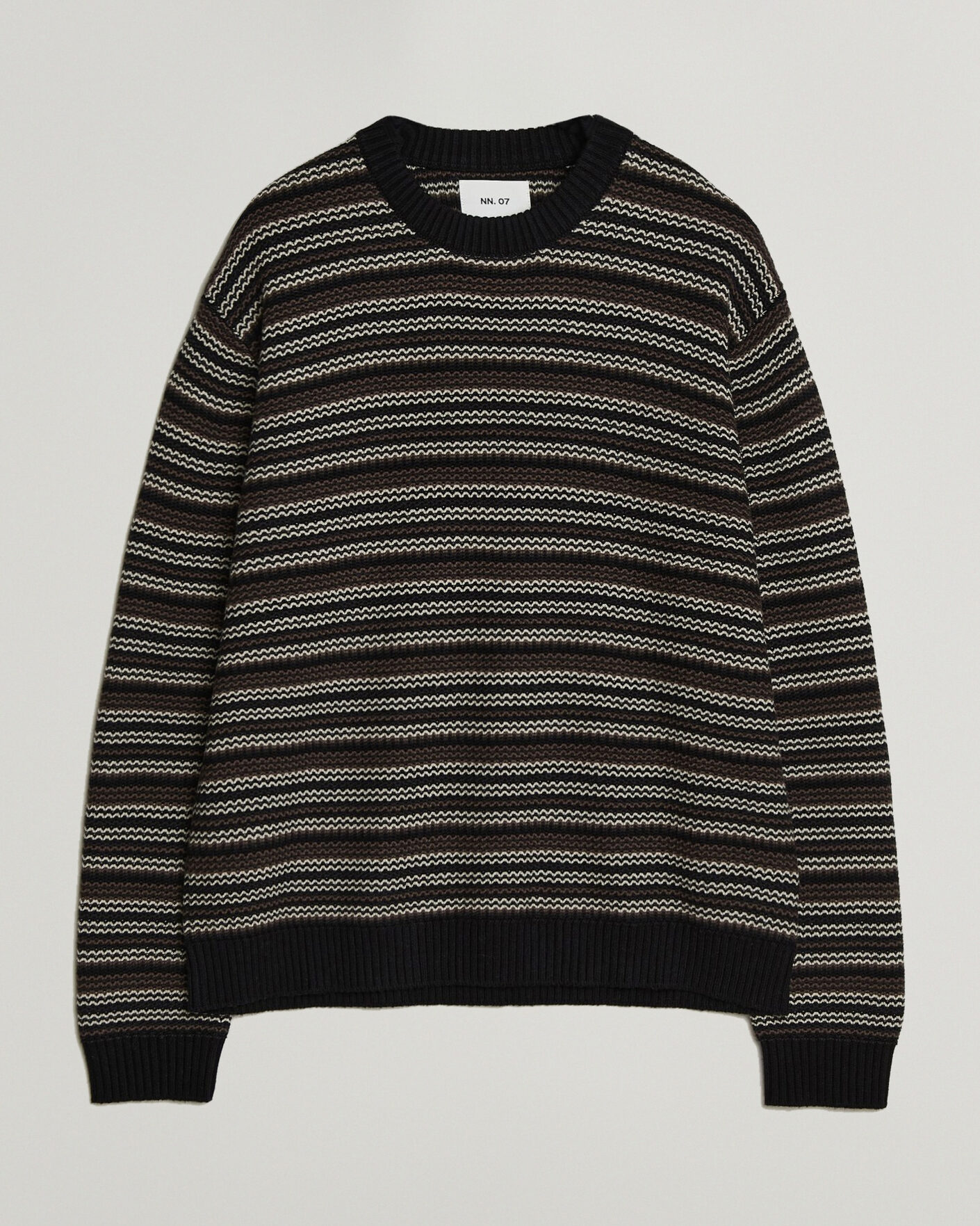 Hombres | Jerséis y prendas de punto | NN07 | Russel Wool/Cotton Striped Sweater Black Multi