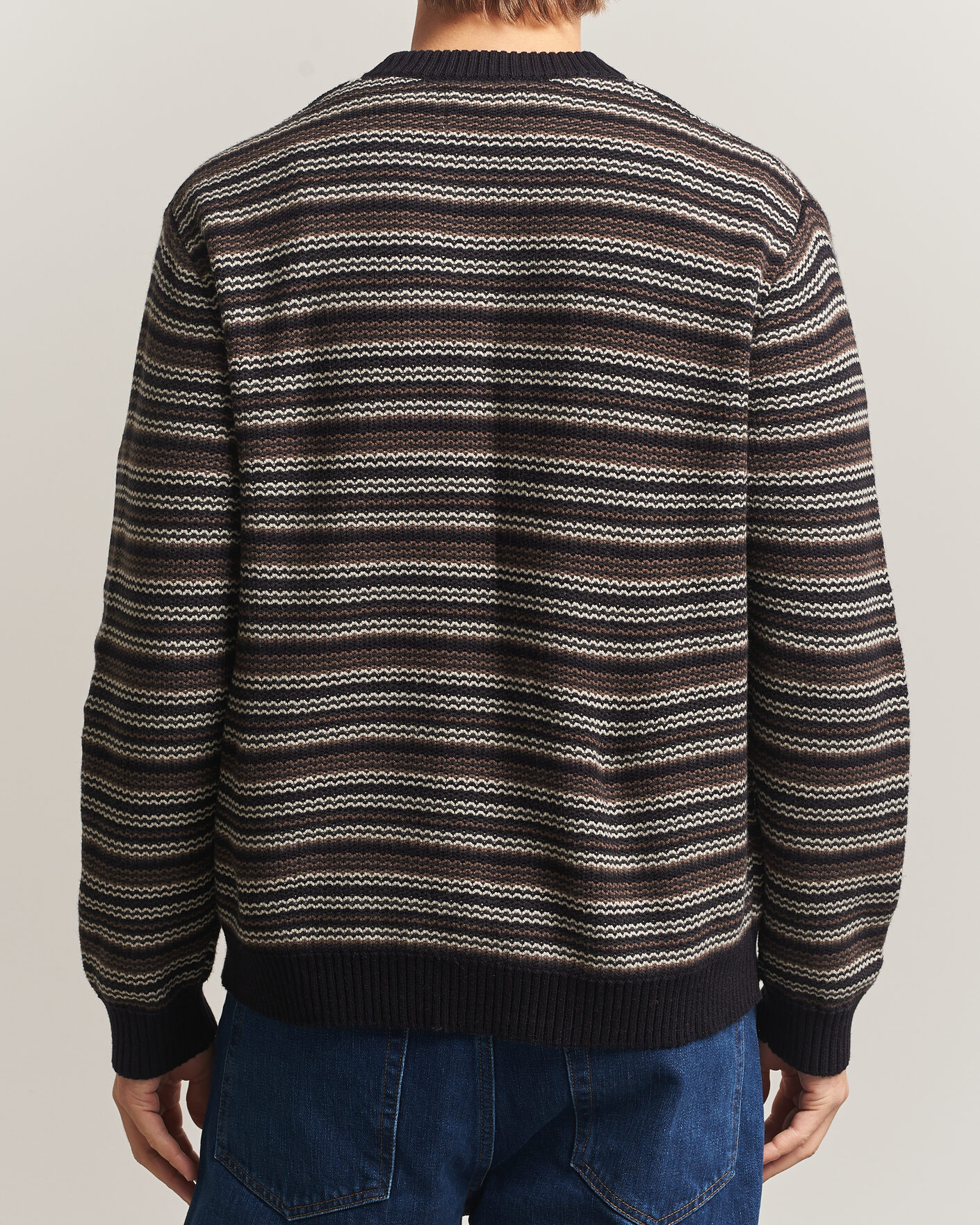 Hombres | Jerséis y prendas de punto | NN07 | Russel Wool/Cotton Striped Sweater Black Multi