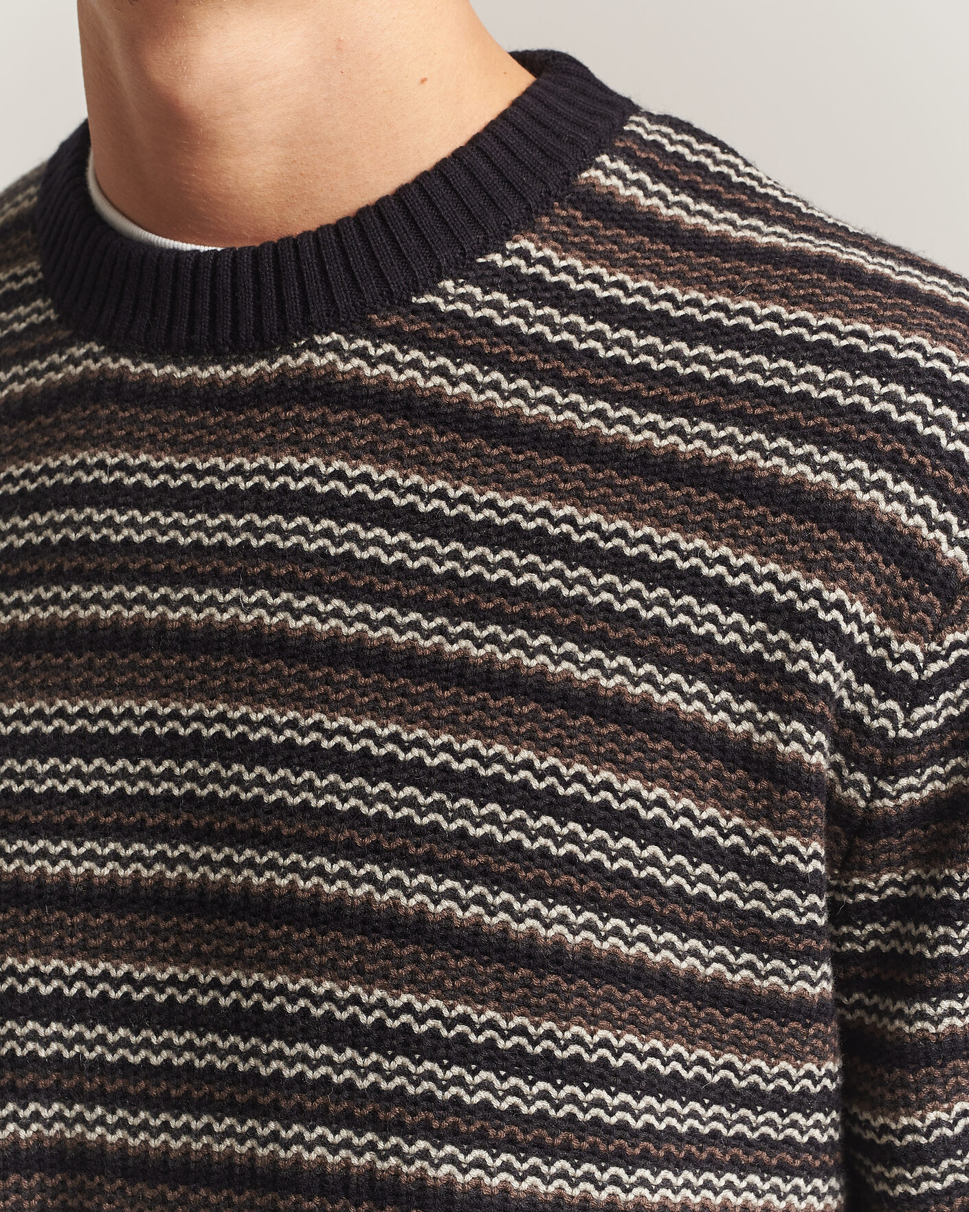Hombres | Jerséis y prendas de punto | NN07 | Russel Wool/Cotton Striped Sweater Black Multi