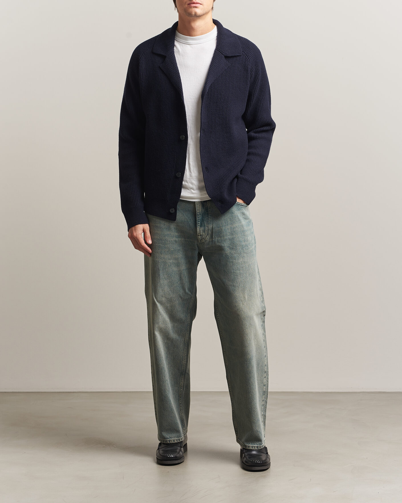 Hombres | Jerséis y prendas de punto | NN07 | Shane Wool Knitted Cardigan Navy Blue