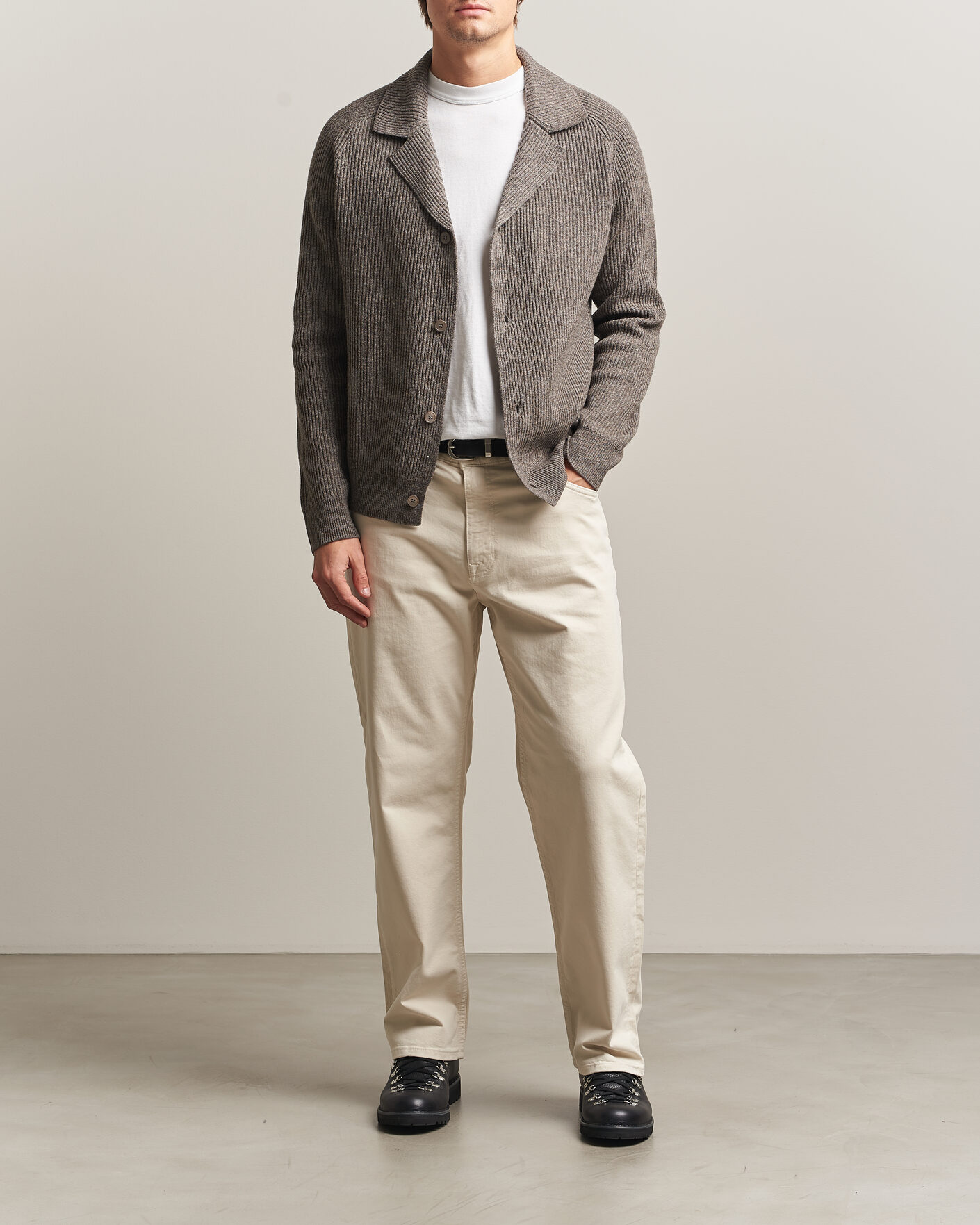 Hombres | Jerséis y prendas de punto | NN07 | Shane Wool Knitted Cardigan Mable Husk