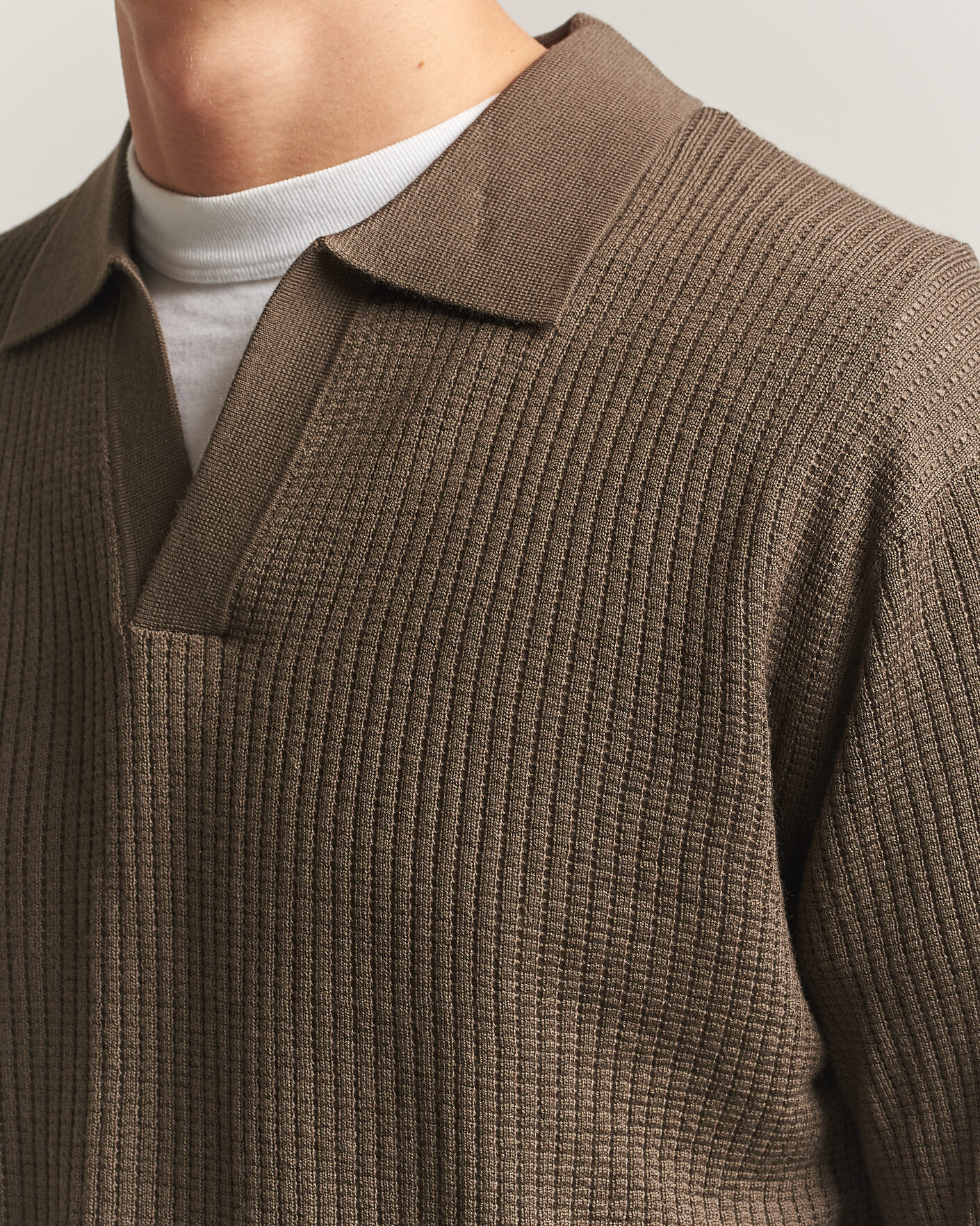 Hombres | Jerséis y prendas de punto | NN07 | Nate Wool Knitted Polo Mable Husk