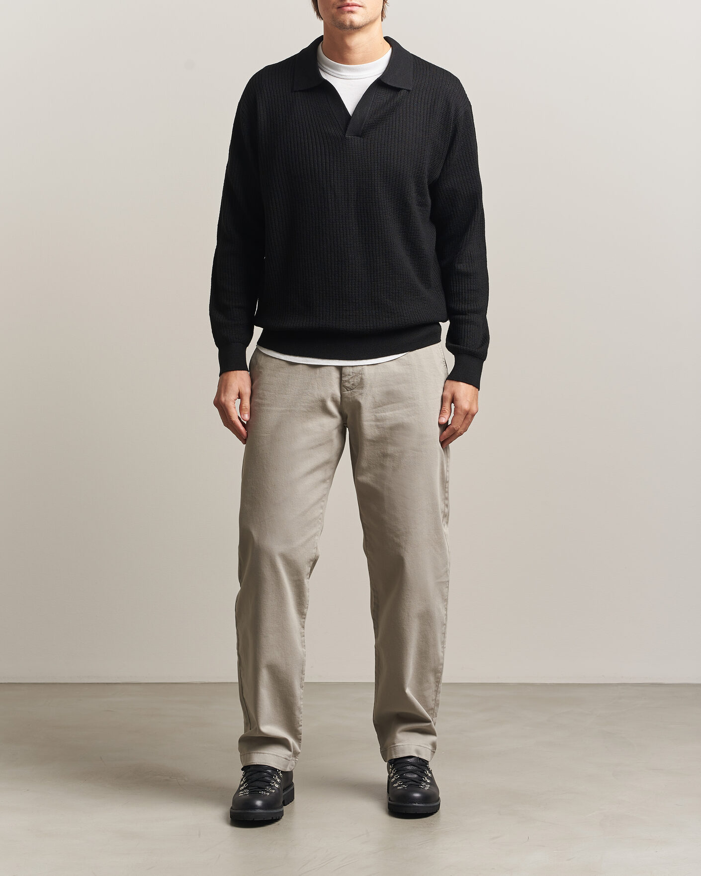 Hombres | Jerséis y prendas de punto | NN07 | Nate Wool Knitted Polo Black