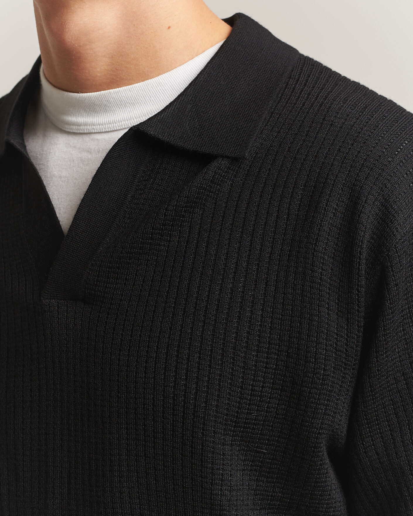 Hombres | Jerséis y prendas de punto | NN07 | Nate Wool Knitted Polo Black