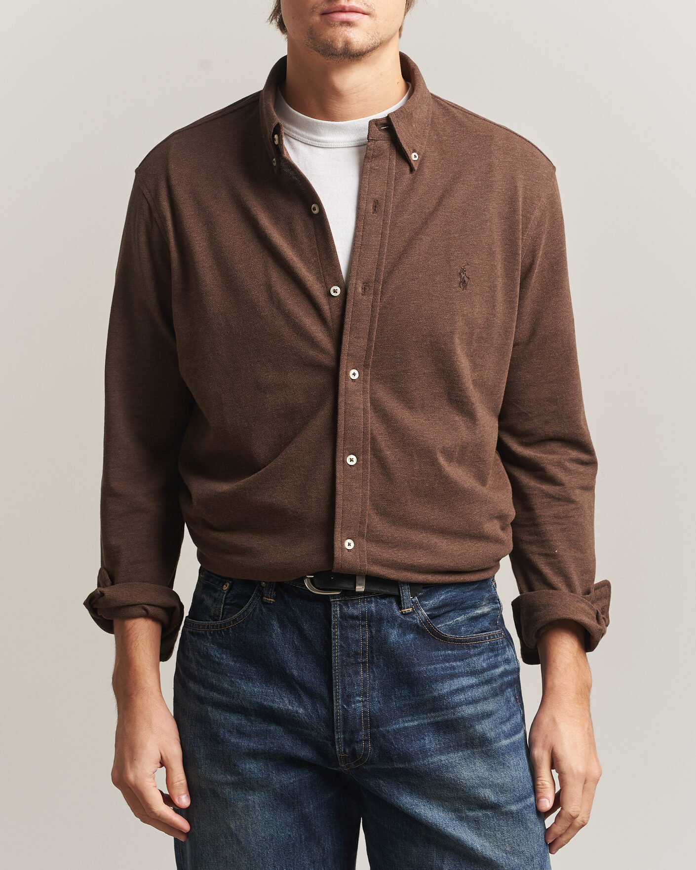 Hombres | Polos | Polo Ralph Lauren | Featherweight Mesh Shirt Nutmeg Brown Heather