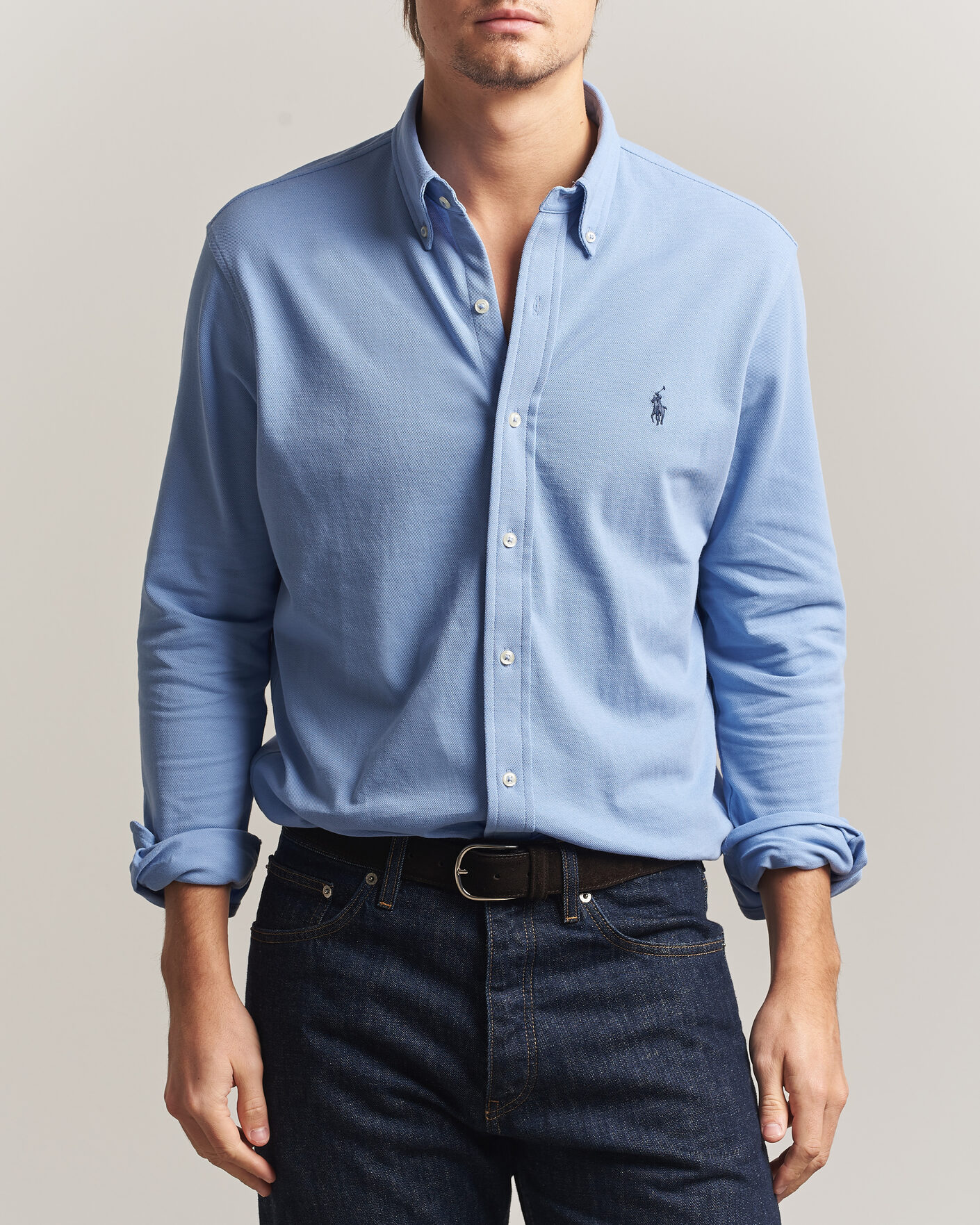Hombres | Polos | Polo Ralph Lauren | Featherweight Mesh Shirt Dress Shirt Blue