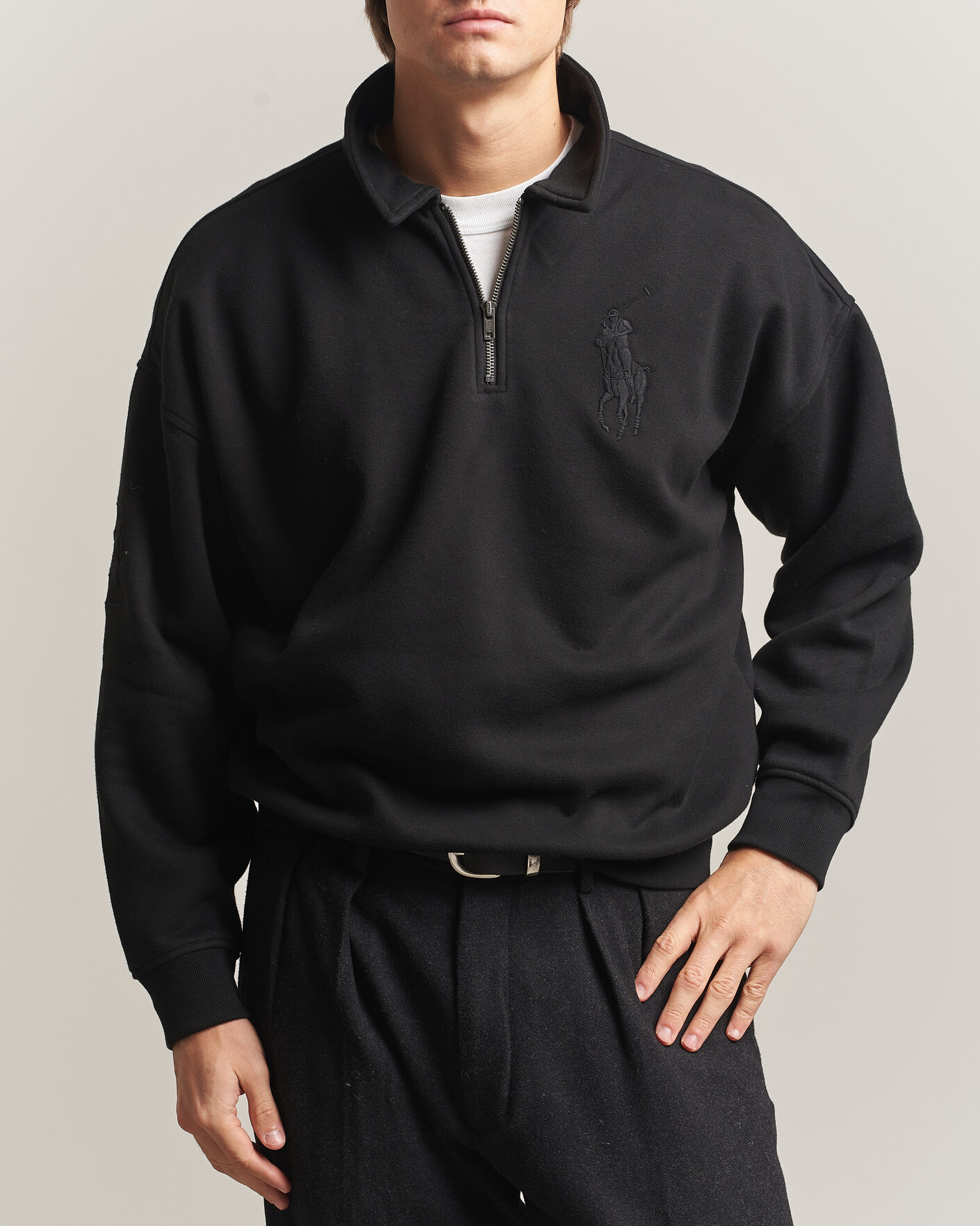 Hombres | Jerséis y prendas de punto | Polo Ralph Lauren | Heavy Weight Half Zip Fleece Polo Black