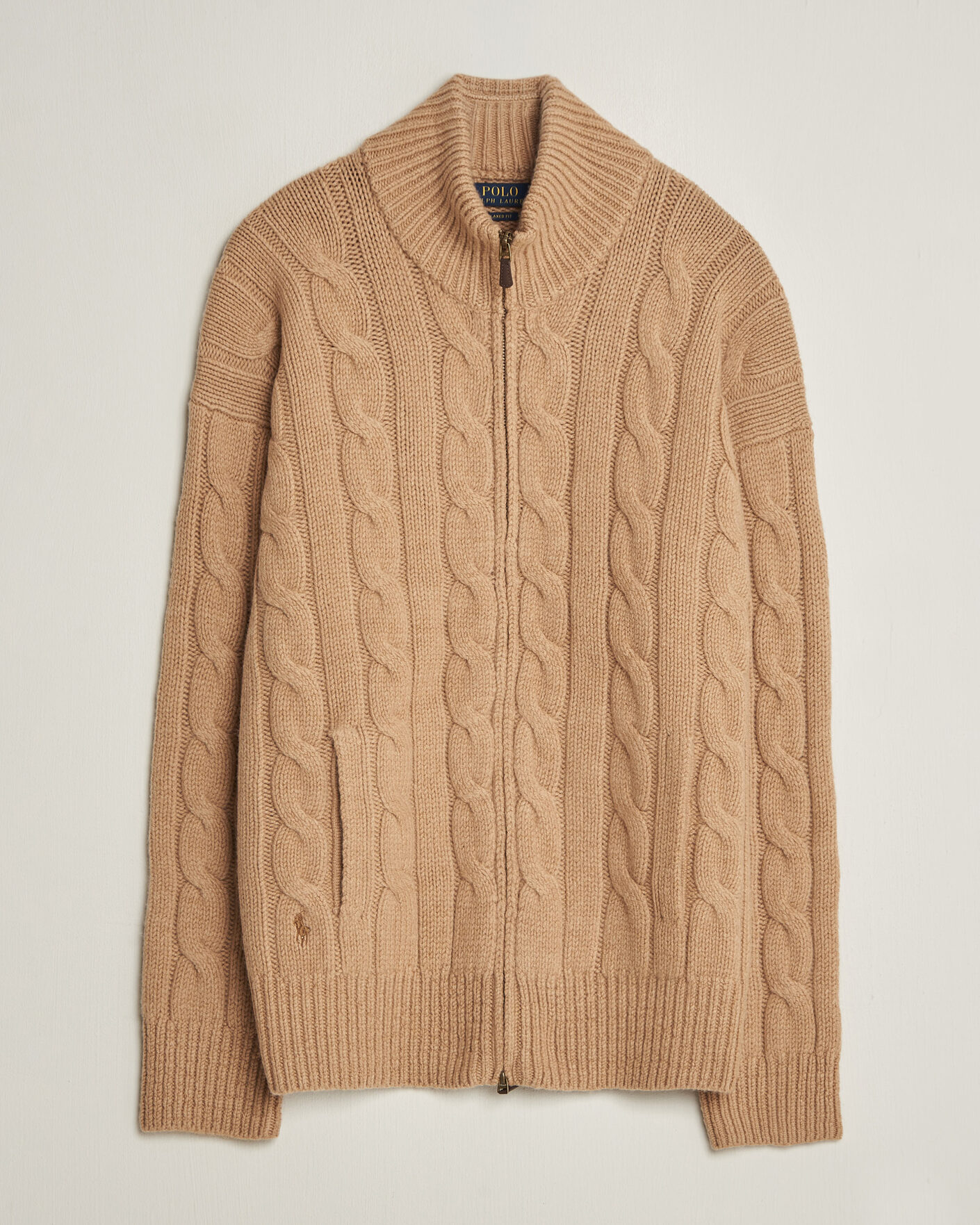 Hombres | Jerséis y prendas de punto | Polo Ralph Lauren | Wool/Alpaca Cable Full-Zip Camel Melange