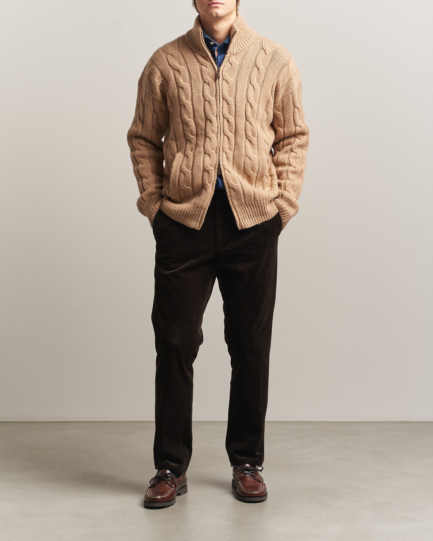Hombres | Jerséis y prendas de punto | Polo Ralph Lauren | Wool/Alpaca Cable Full-Zip Camel Melange