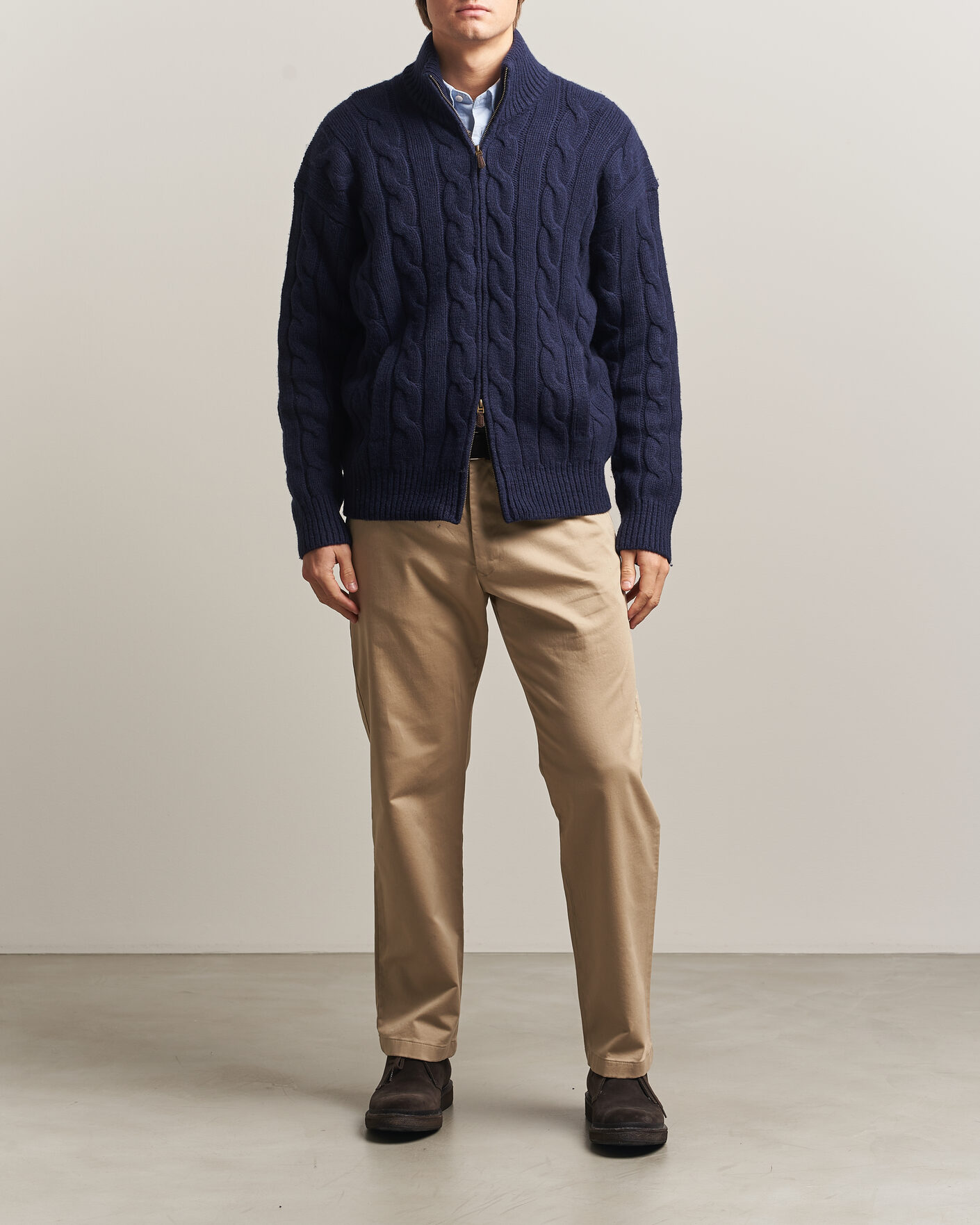 Hombres | Jerséis y prendas de punto | Polo Ralph Lauren | Wool/Alpaca Cable Full-Zip Hunter Navy