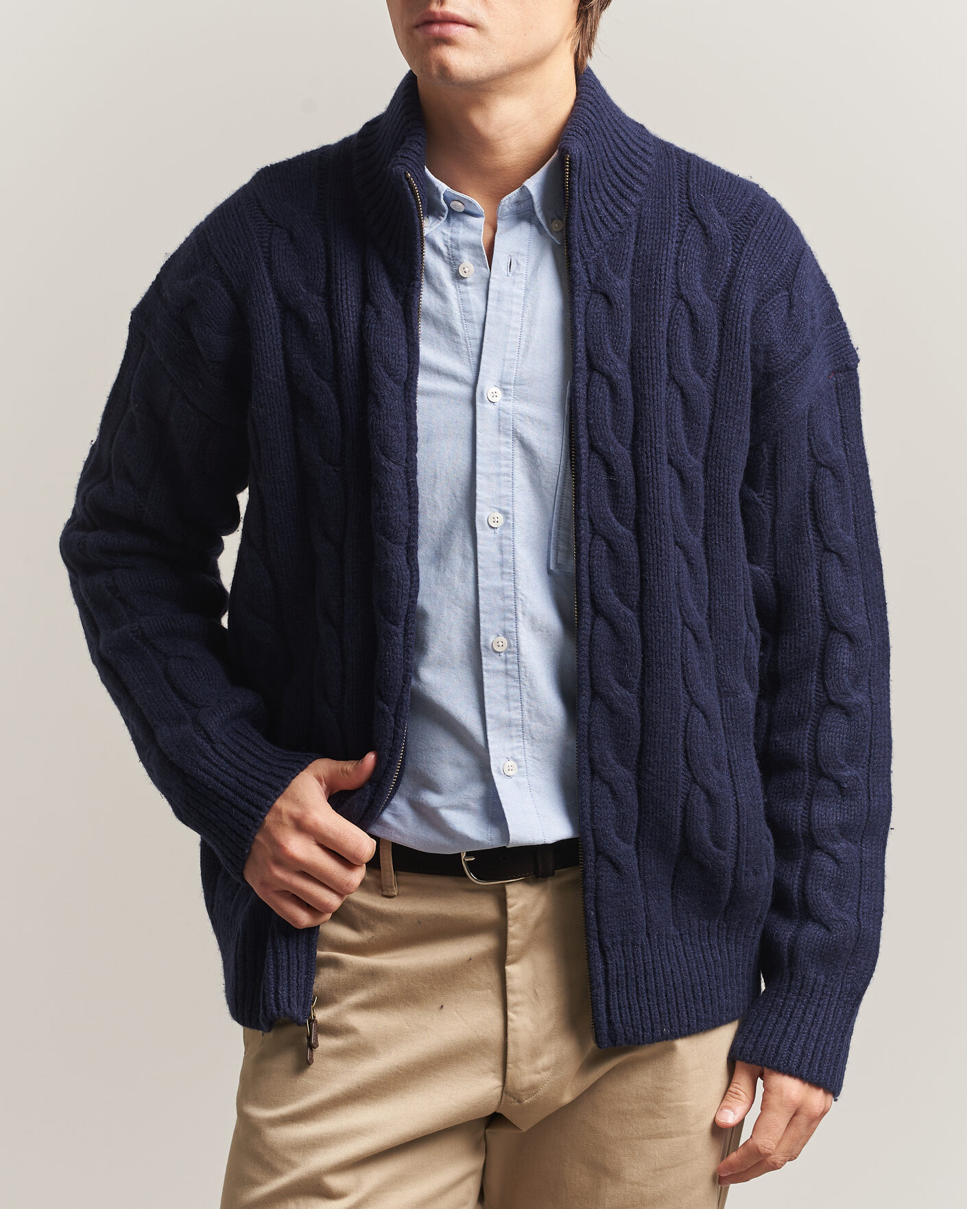 Hombres | Jerséis y prendas de punto | Polo Ralph Lauren | Wool/Alpaca Cable Full-Zip Hunter Navy