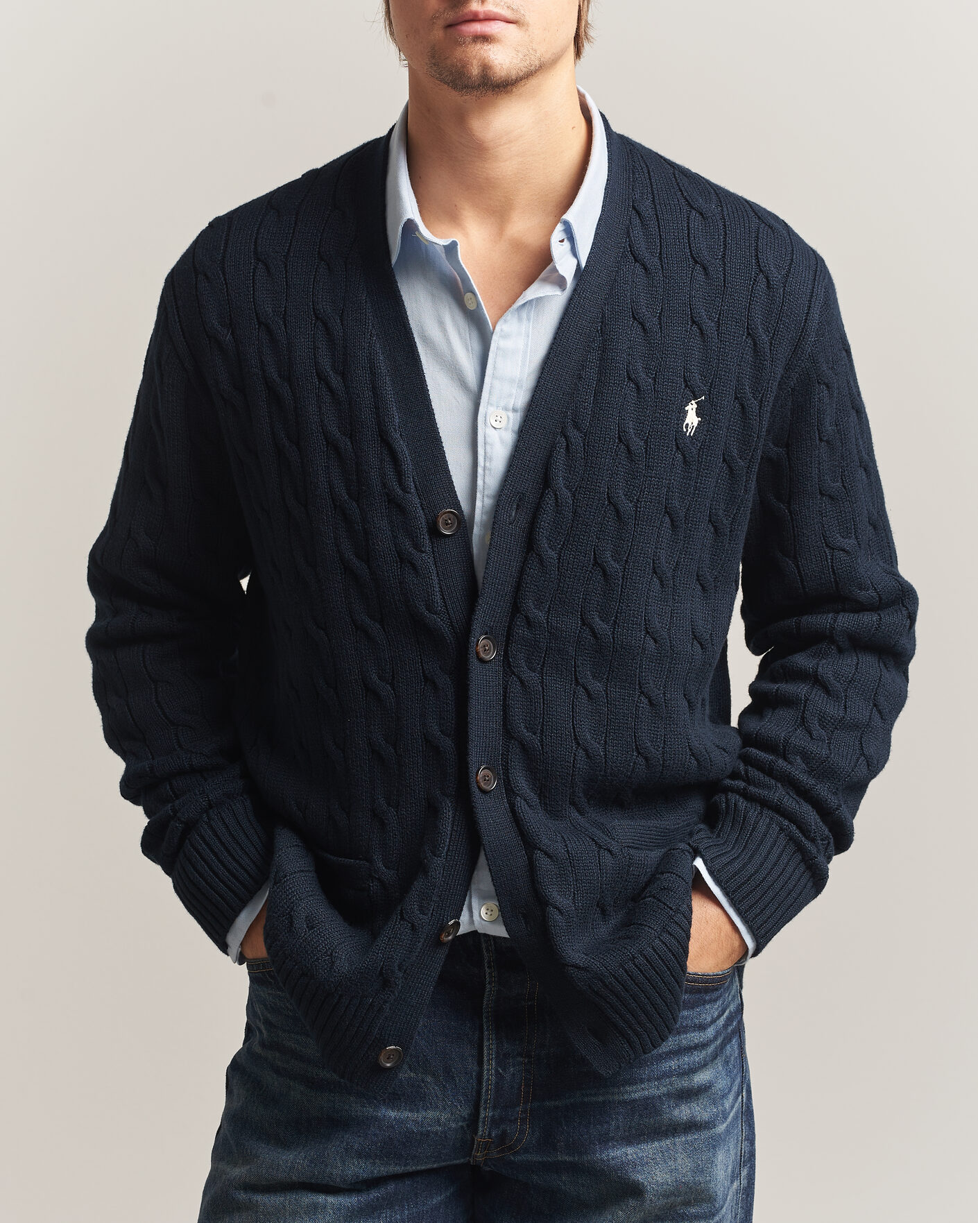 Hombres | Jerséis y prendas de punto | Polo Ralph Lauren | Cotton Cable Cardigan Hunter Navy