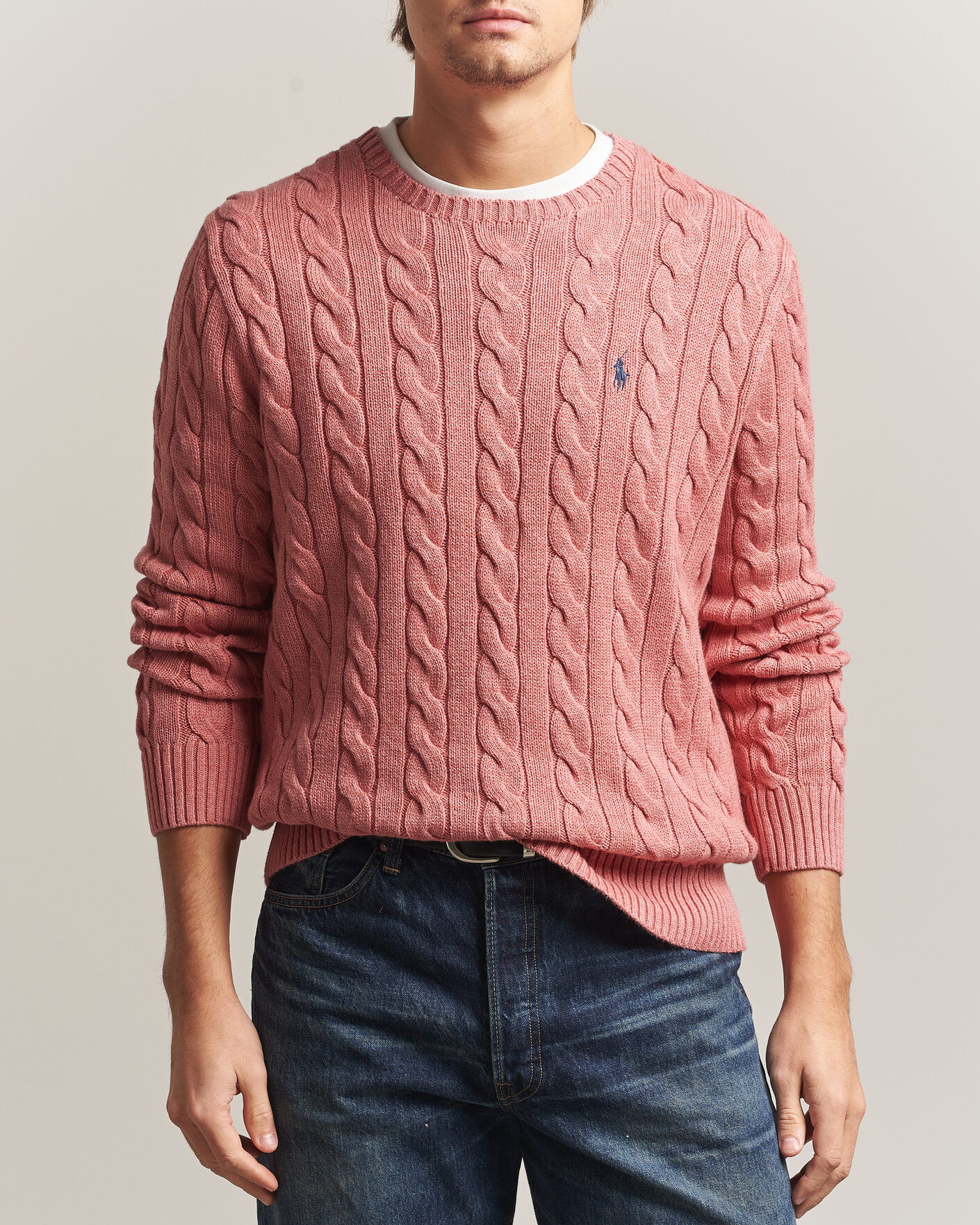 Hombres | Jerséis y prendas de punto | Polo Ralph Lauren | Cotton Cable Pullover Faded Cranberry Heather