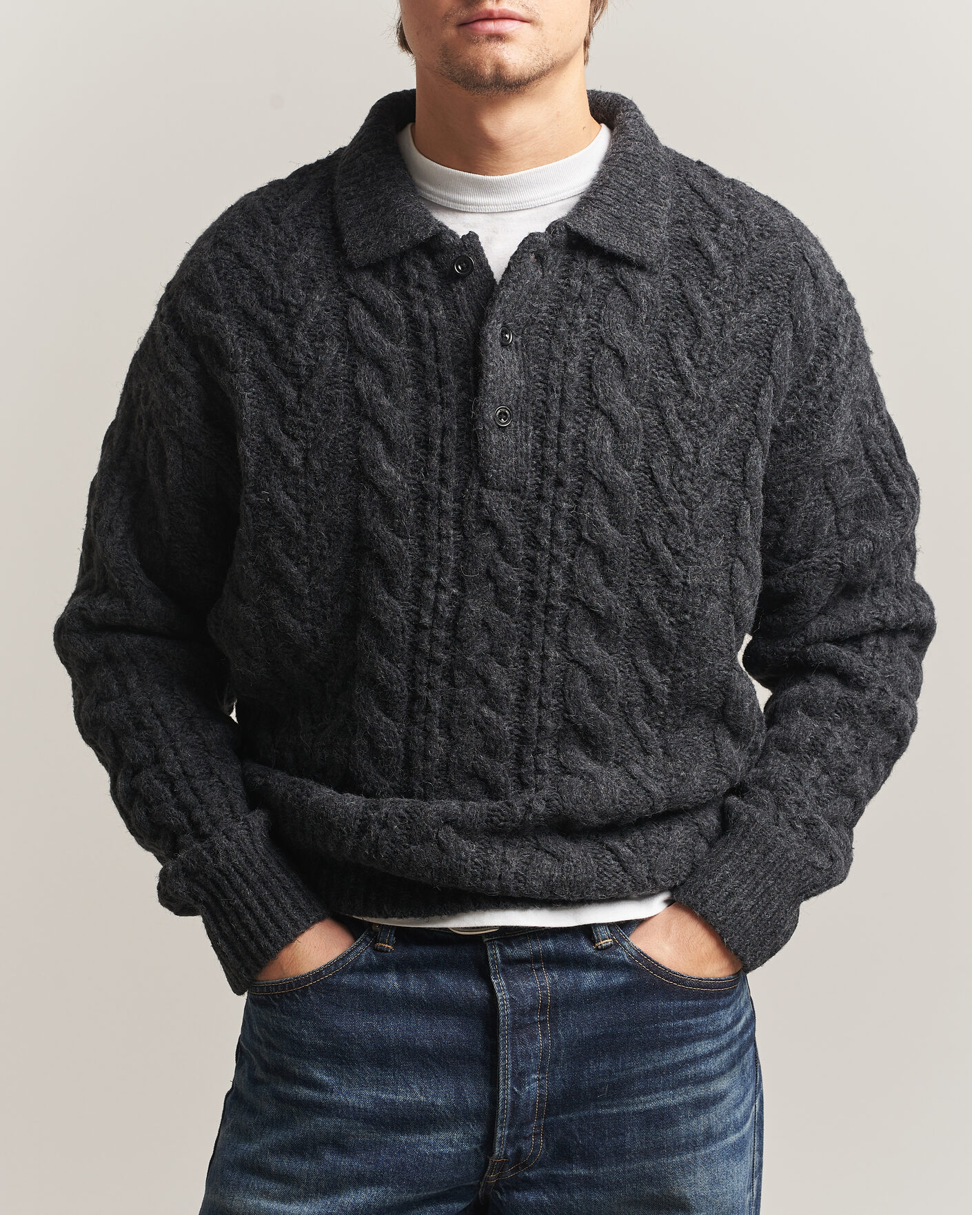 Hombres | Jerséis y prendas de punto | Polo Ralph Lauren | Wool Blend Aran Sweater Hawks Eye Heather