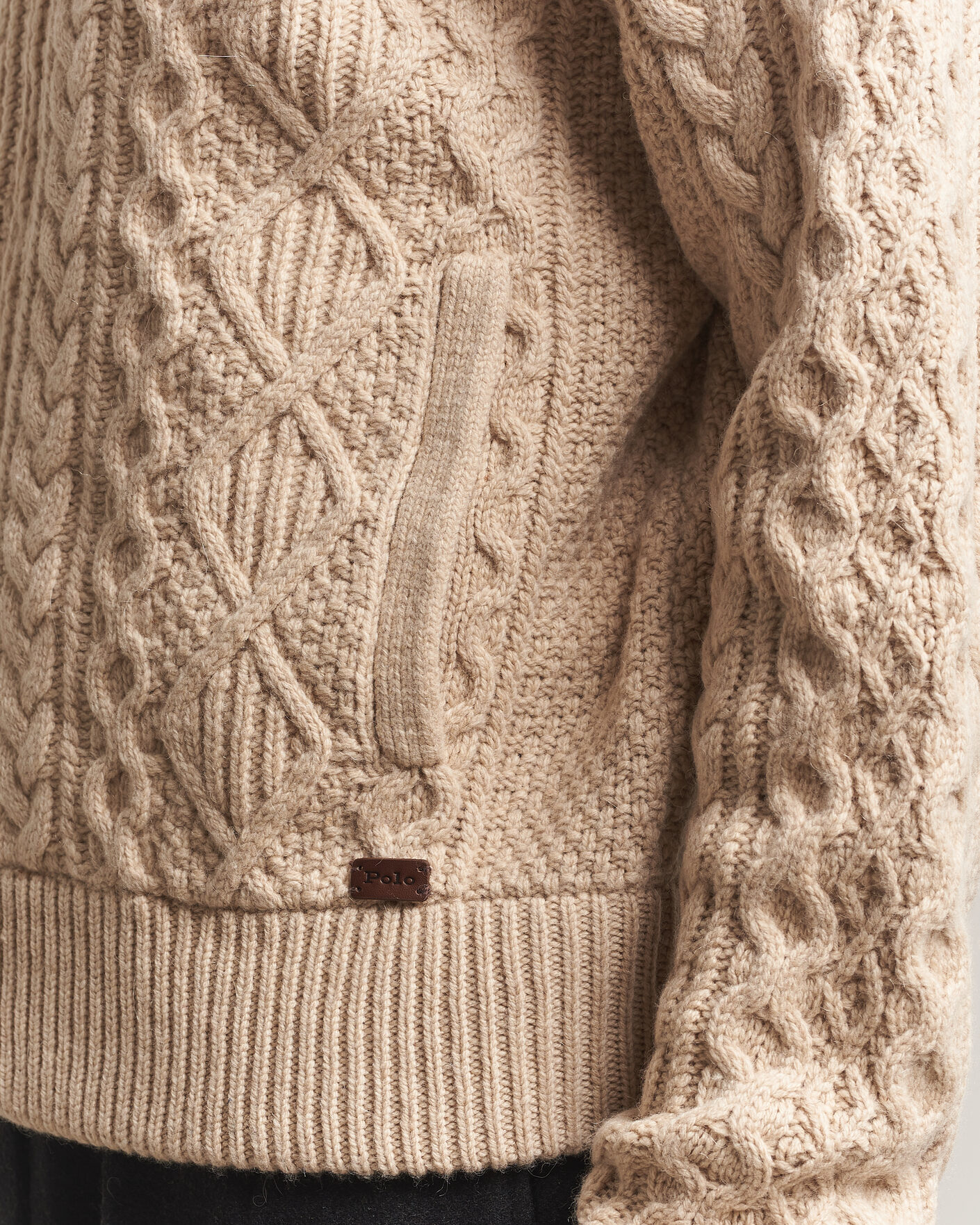Hombres | Jerséis y prendas de punto | Polo Ralph Lauren | Wool/Alpaca Aran Full-Zip Jicama Brown Heather