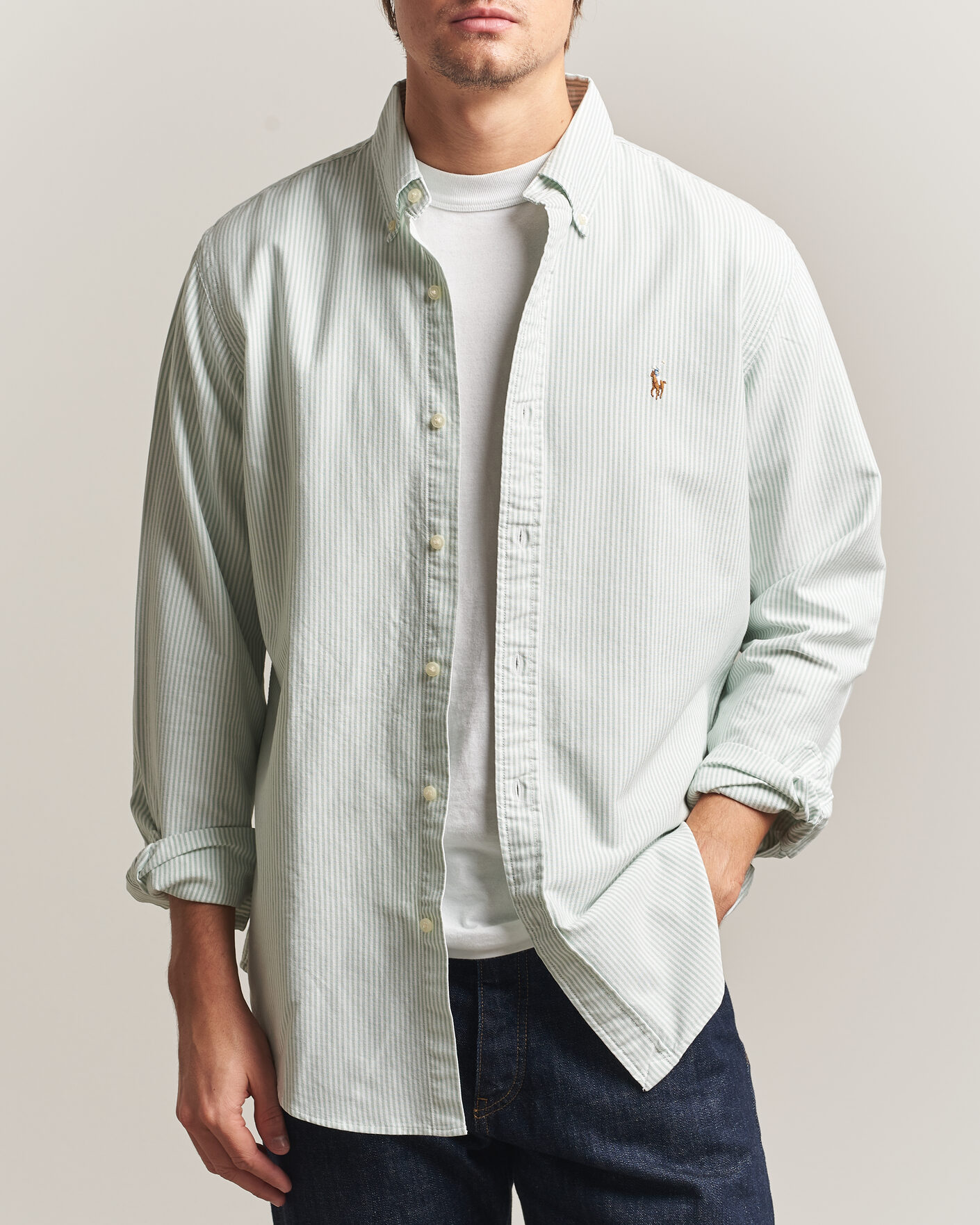 Hombres | Camisas | Polo Ralph Lauren | Custom Slim Fit Oxford Shirt Pistachio/White