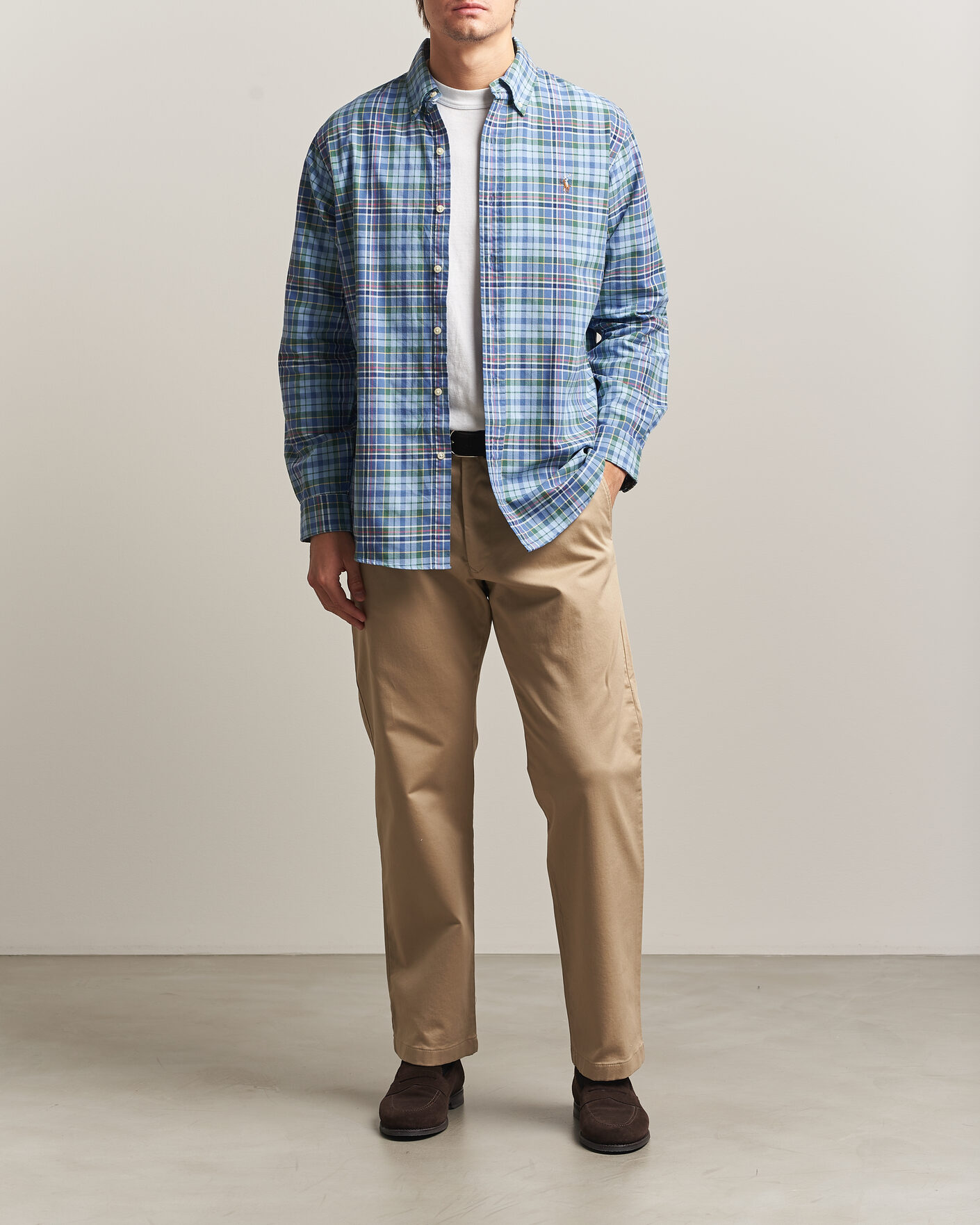 Hombres | Camisas | Polo Ralph Lauren | Custom Slim Fit Check Oxford Shirt Blue Dusty/Green