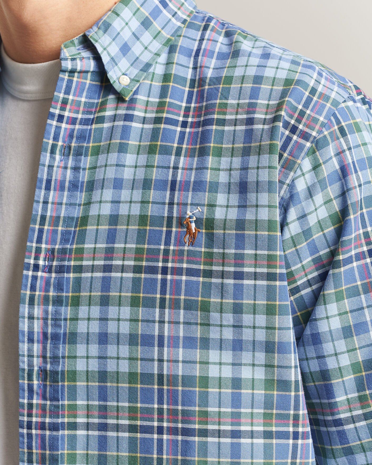 Hombres | Camisas | Polo Ralph Lauren | Custom Slim Fit Check Oxford Shirt Blue Dusty/Green