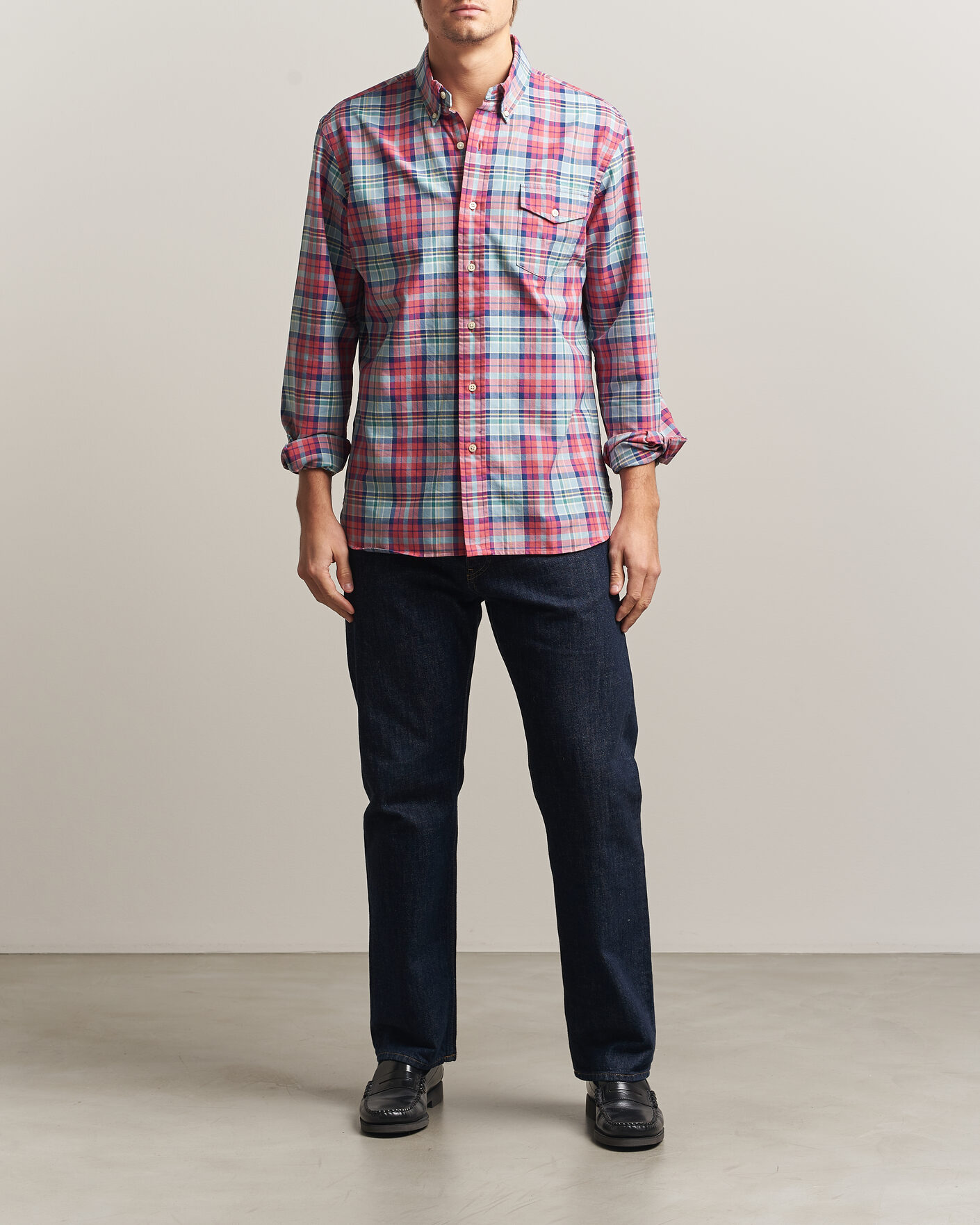 Hombres | Camisas | Polo Ralph Lauren | Classic Fit Checked Oxford Sport Shirt Red Dusty Blue