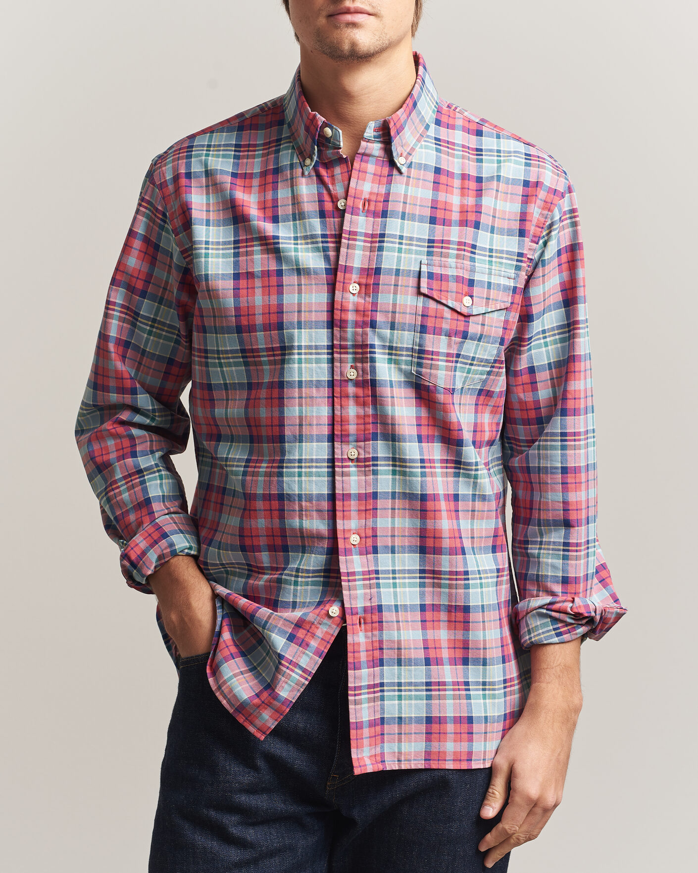 Hombres | Camisas | Polo Ralph Lauren | Classic Fit Checked Oxford Sport Shirt Red Dusty Blue