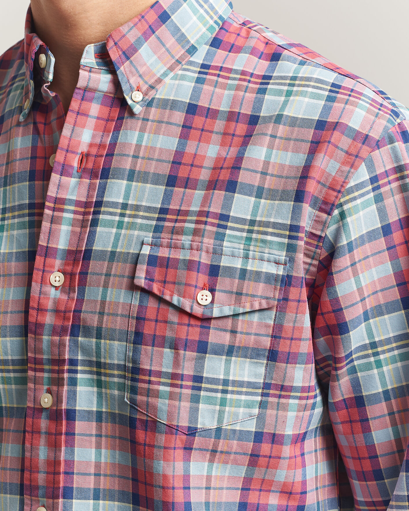 Hombres | Camisas | Polo Ralph Lauren | Classic Fit Checked Oxford Sport Shirt Red Dusty Blue