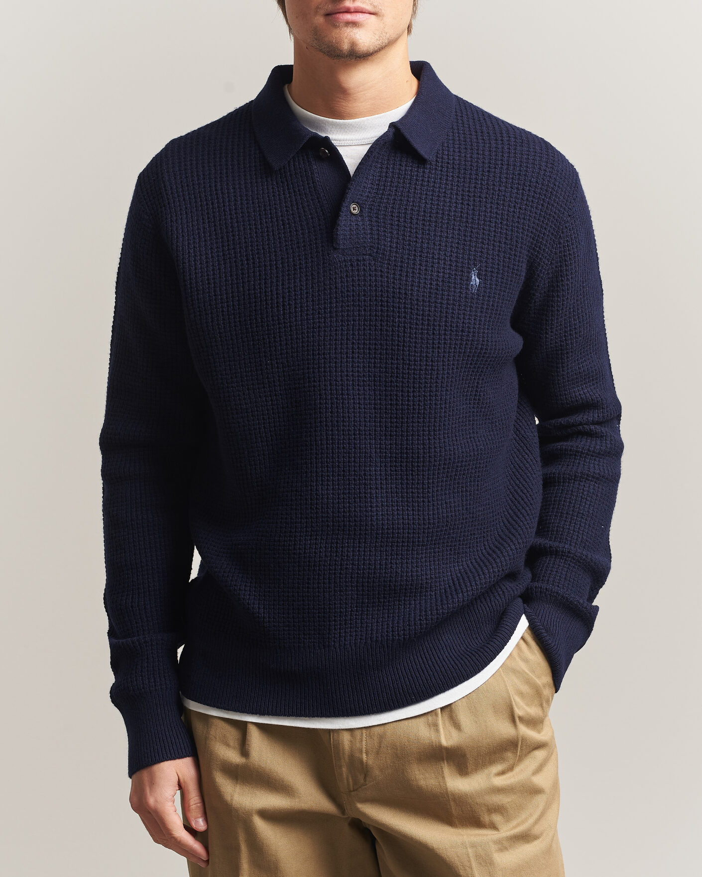 Hombres | Jerséis y prendas de punto | Polo Ralph Lauren | Wool/Cotton Knitted Polo Hunter Navy