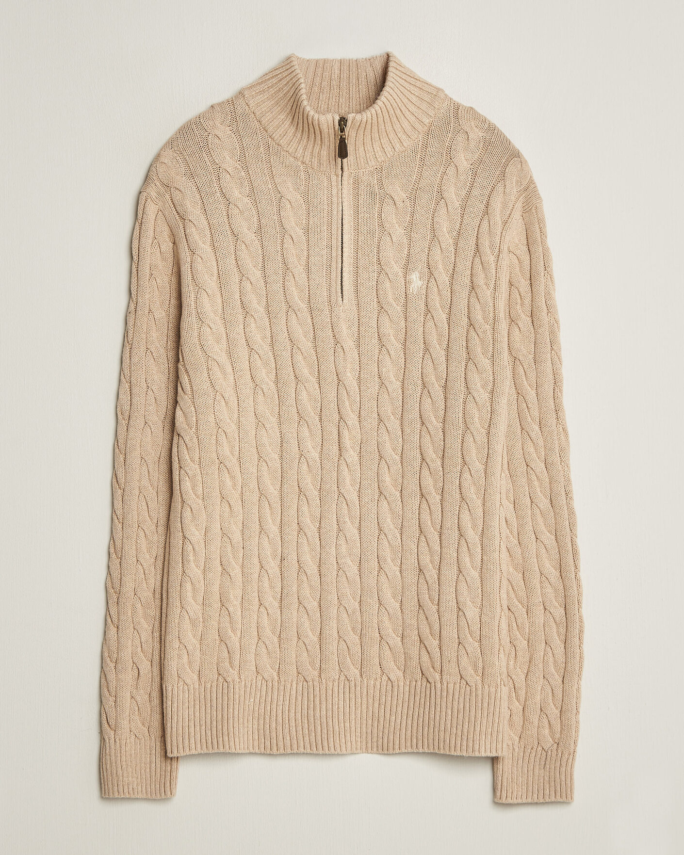 Hombres | Jerséis y prendas de punto | Polo Ralph Lauren | Cotton Cable Half Zip Brown Heather