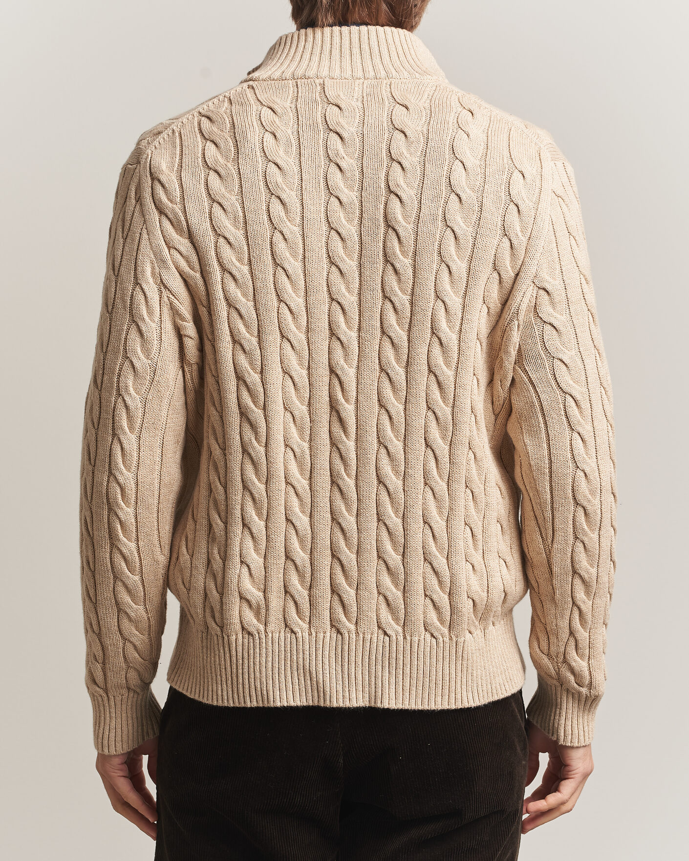 Hombres | Jerséis y prendas de punto | Polo Ralph Lauren | Cotton Cable Half Zip Brown Heather