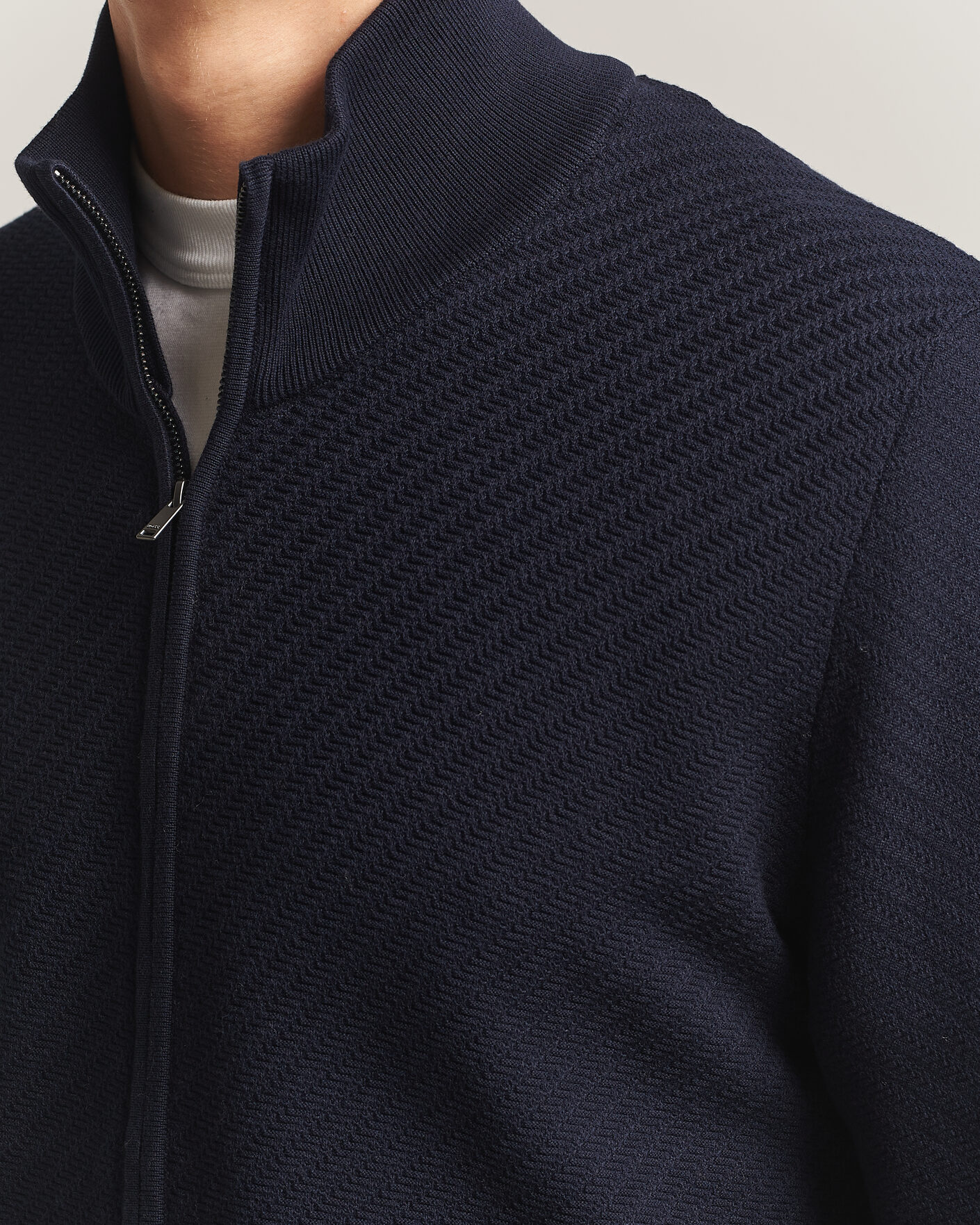 Hombres | Jerséis y prendas de punto | BOSS BLACK | Loretti Cotton Knitted Full Zip Dark Blue