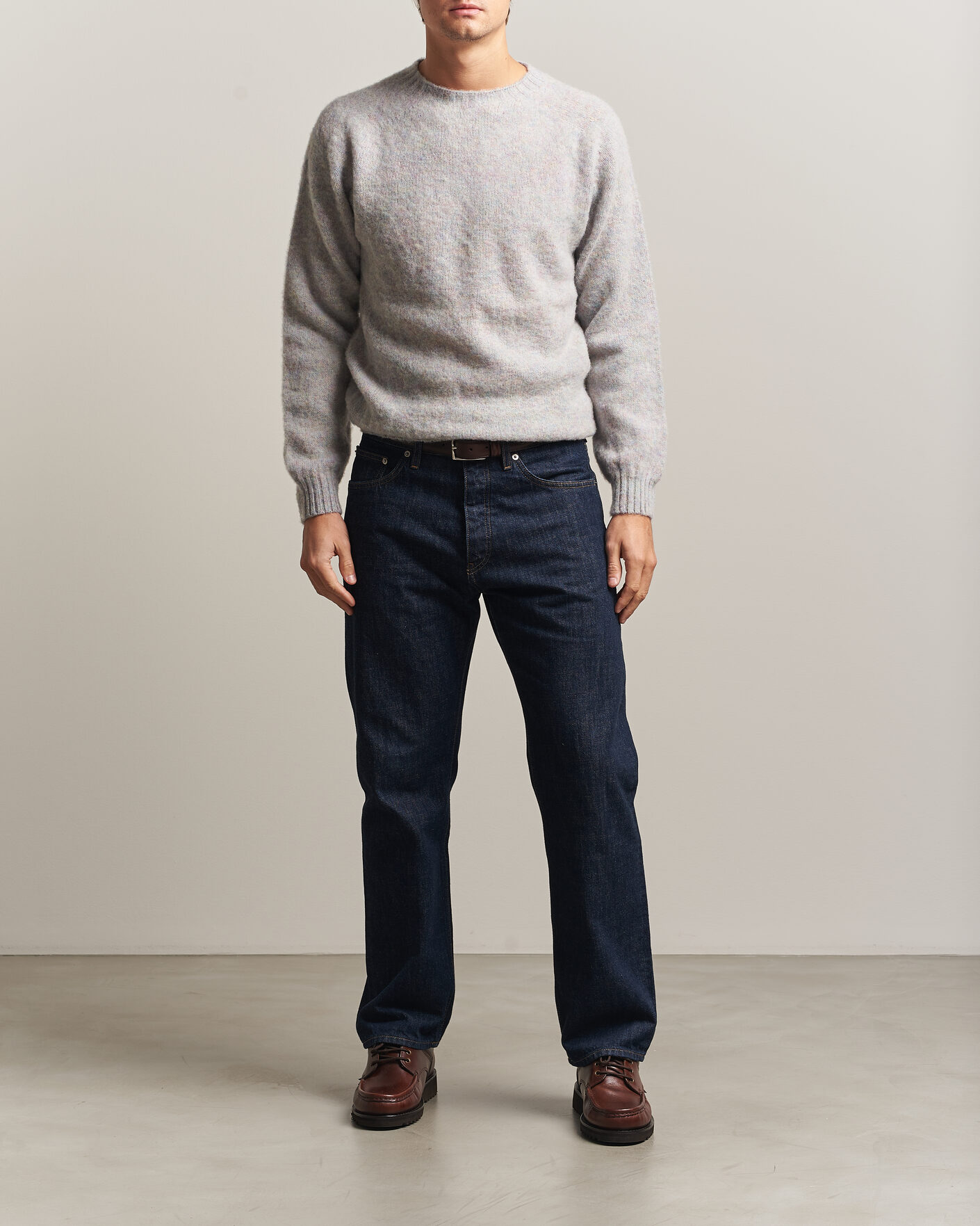 Hombres | Jerséis y prendas de punto | Harley Of Scotland | Brushed Supersoft Lambswool Crewneck Aurora