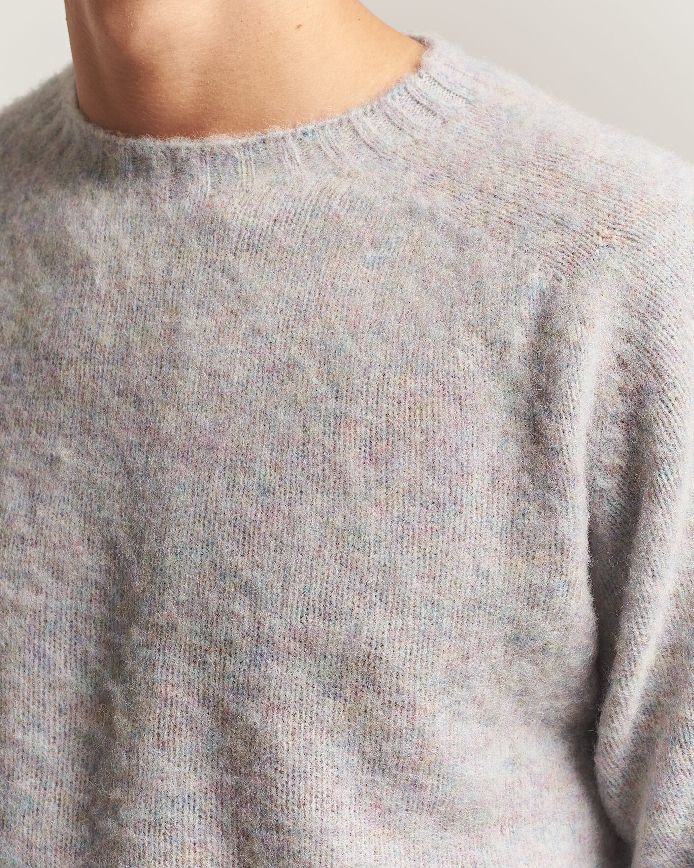Hombres | Jerséis y prendas de punto | Harley Of Scotland | Brushed Supersoft Lambswool Crewneck Aurora