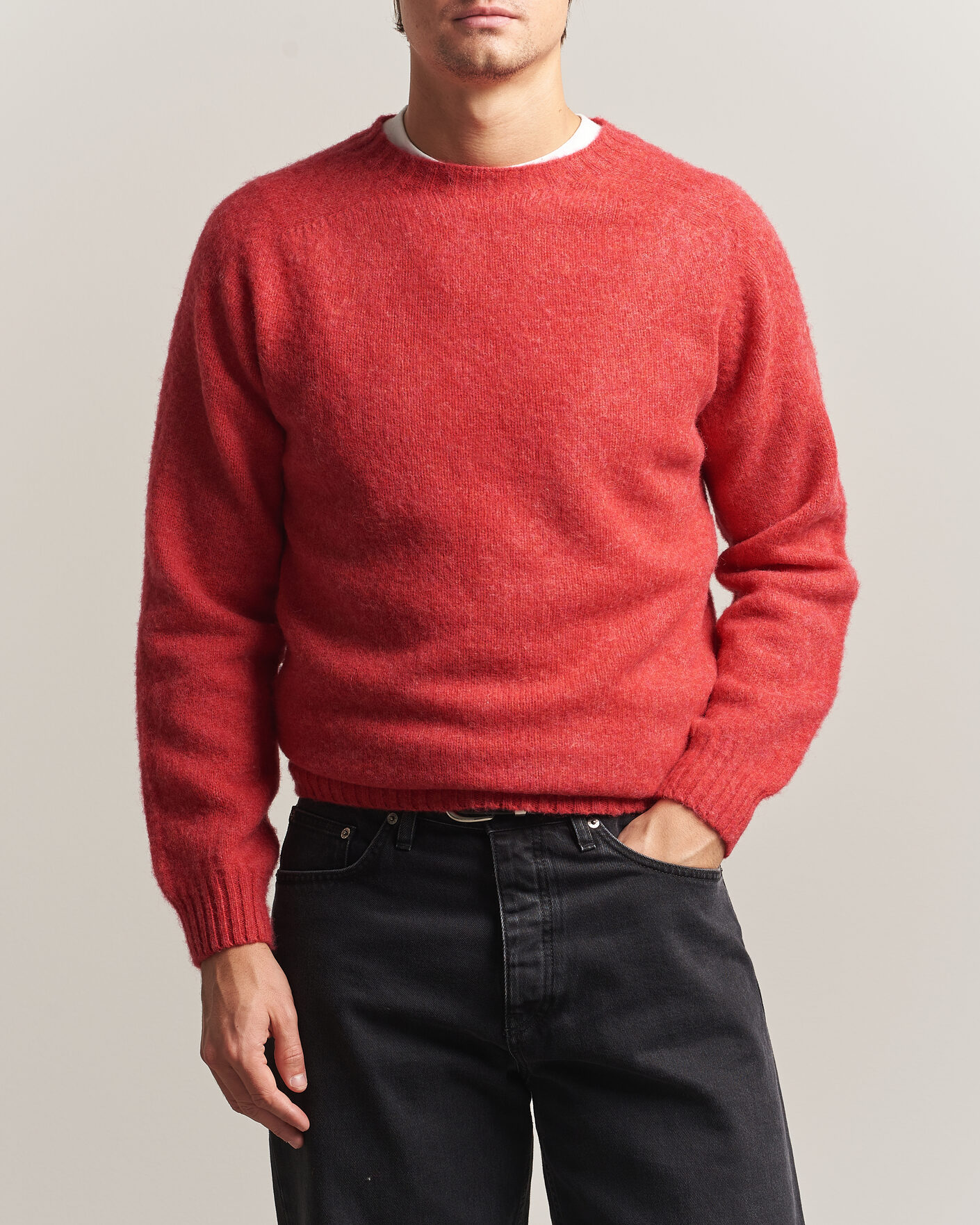 Hombres | Jerséis y prendas de punto | Harley Of Scotland | Brushed Supersoft Lambswool Crewneck Damask
