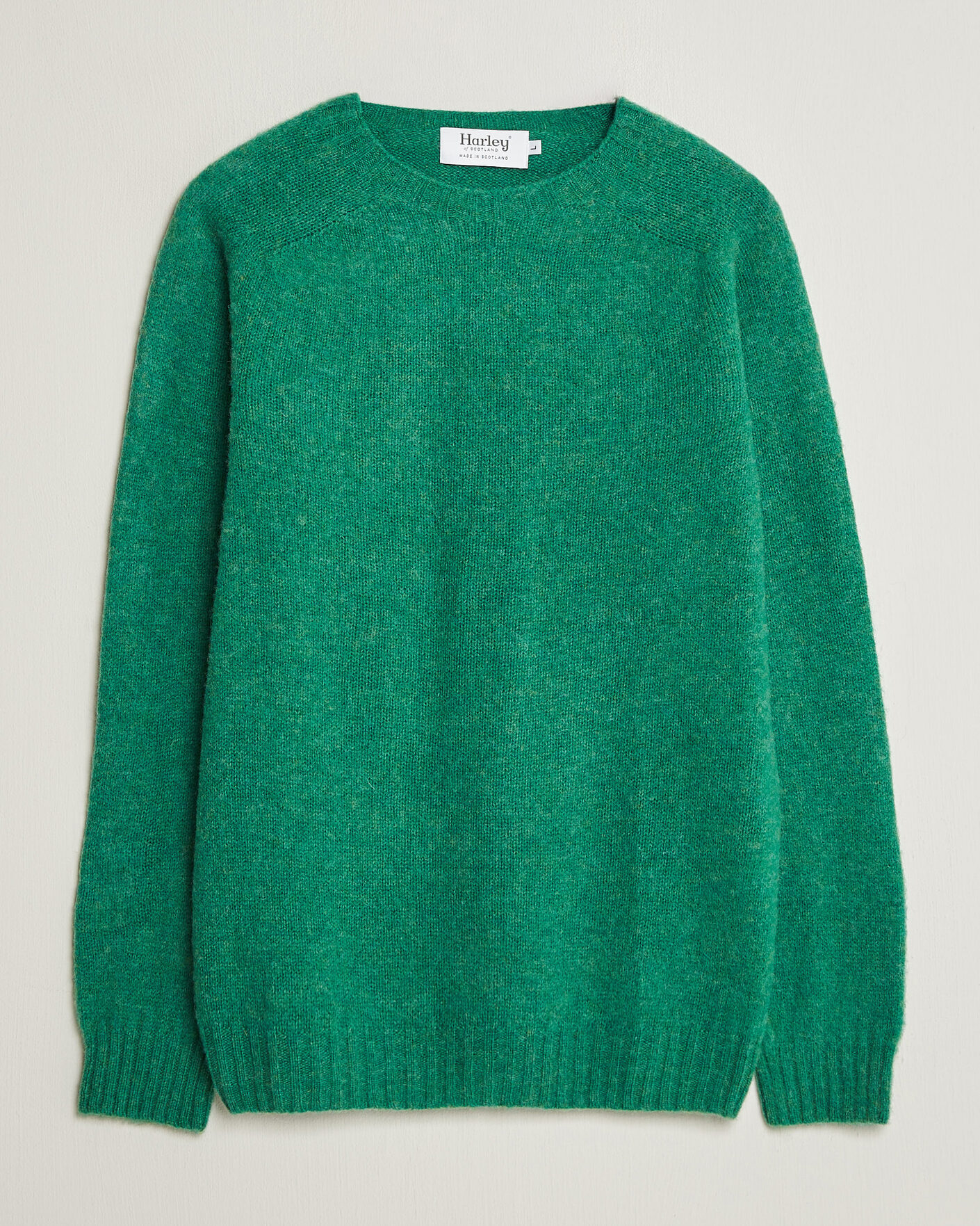 Hombres | Jerséis y prendas de punto | Harley Of Scotland | Brushed Supersoft Lambswool Crewneck Evergreen
