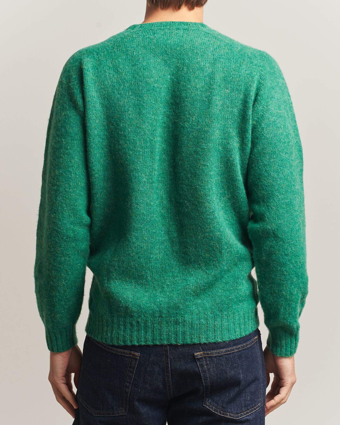 Hombres | Jerséis y prendas de punto | Harley Of Scotland | Brushed Supersoft Lambswool Crewneck Evergreen